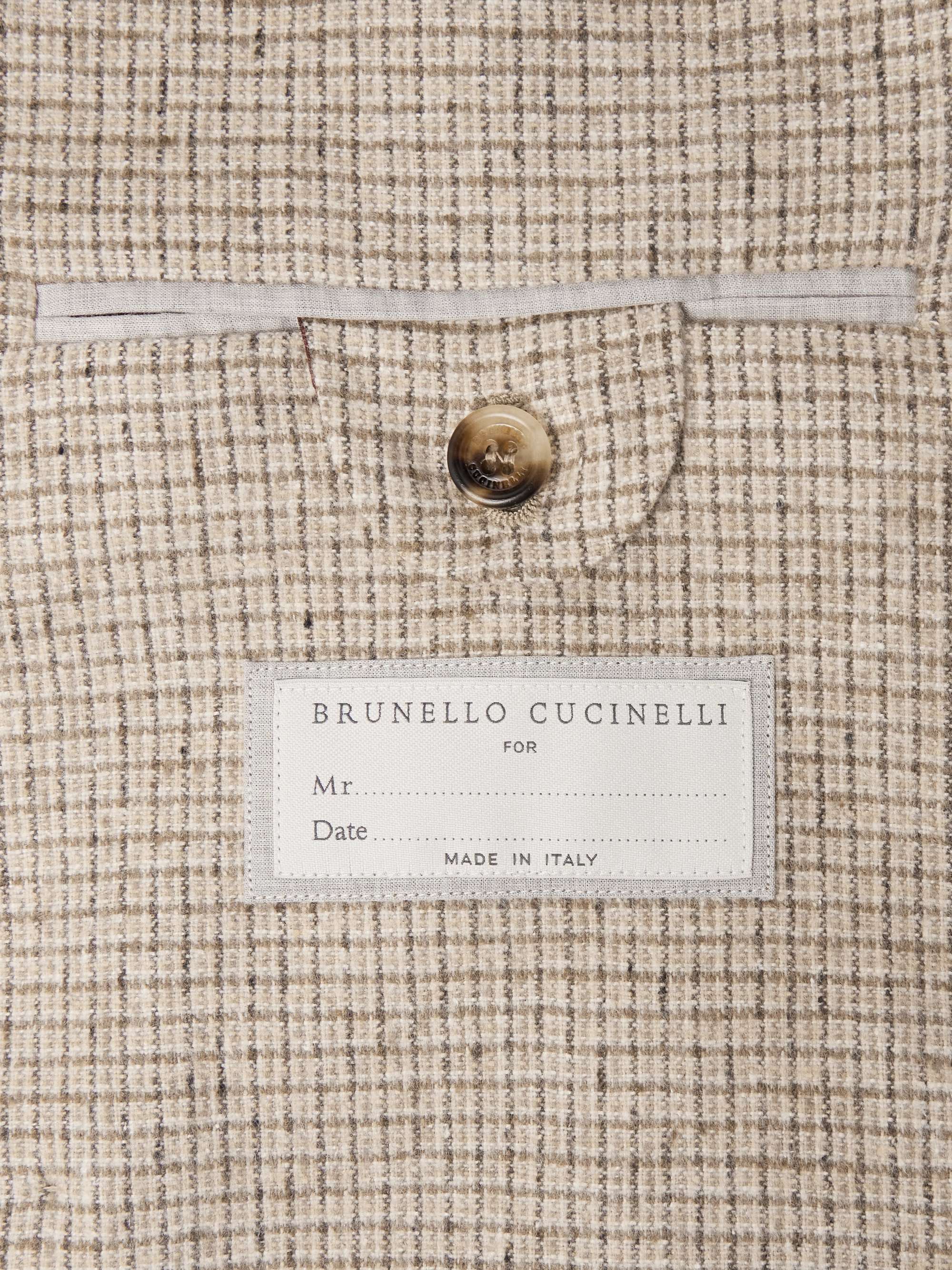Double-Breasted Checked Silk, Wool and Cashmere-Blend Blazer view