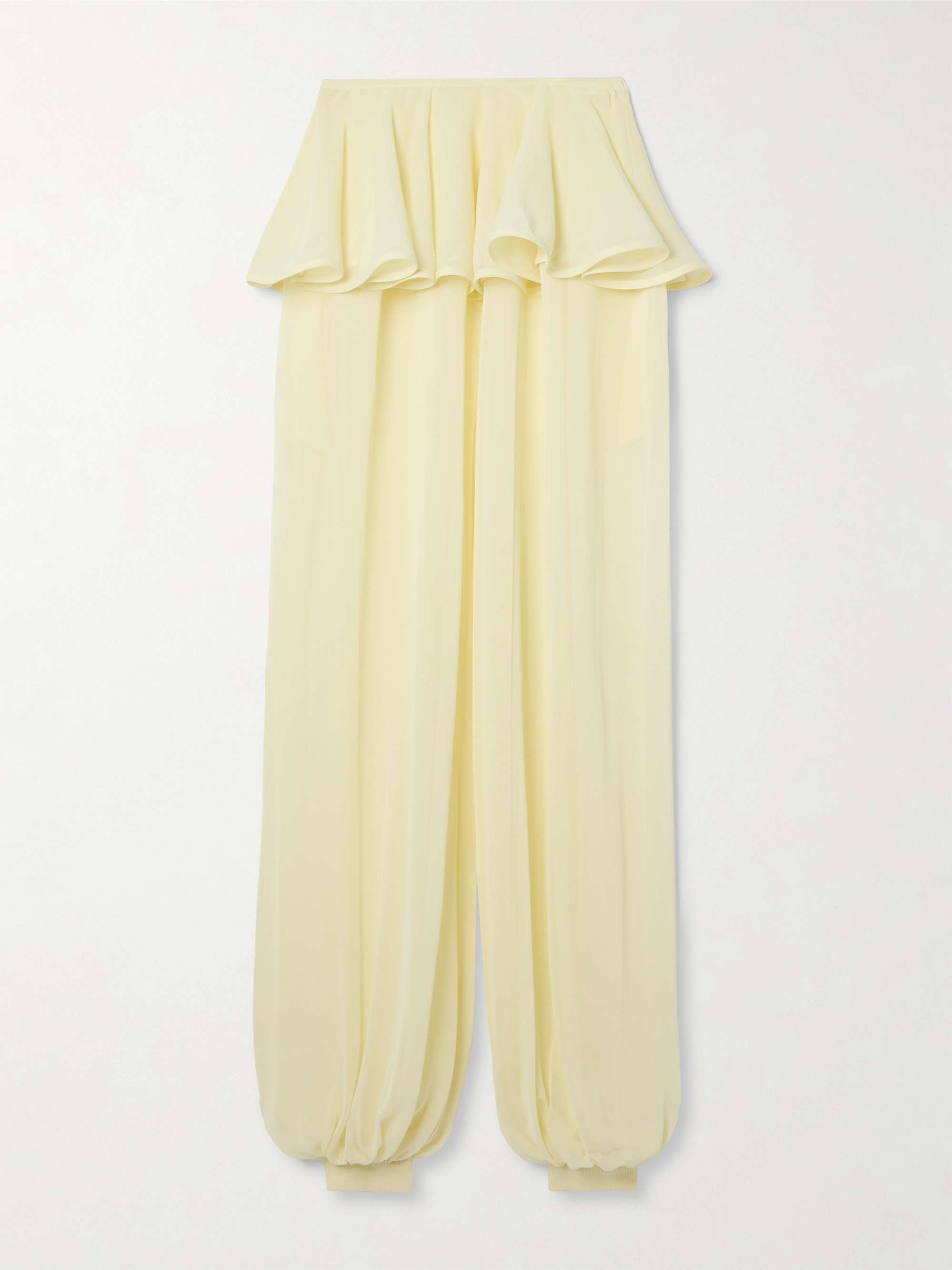 Pleated georgette peplum tapered pants view