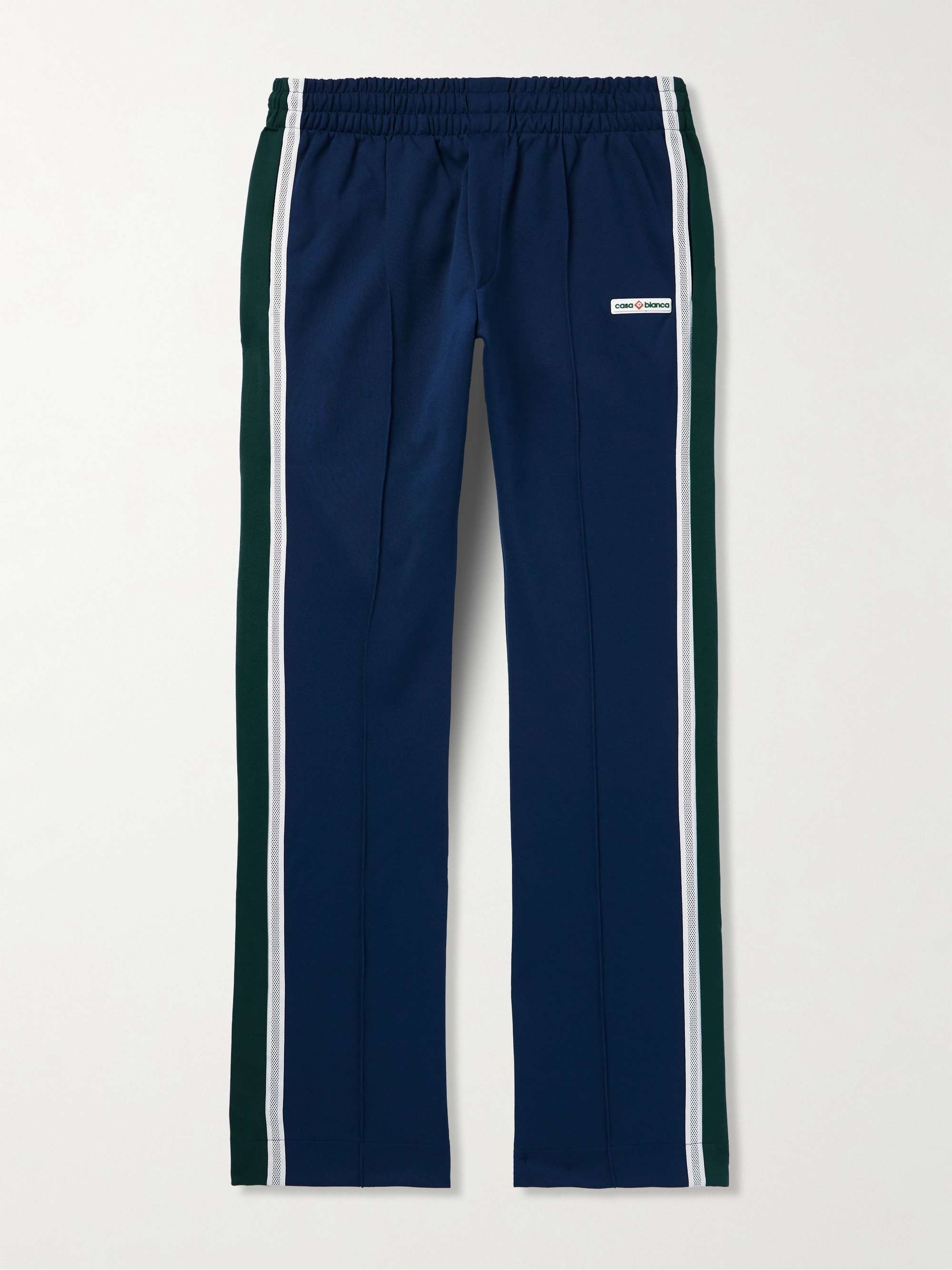Straight-Leg Logo-Appliquéd Mesh-Trimmed Tech-Jersey Track Pants view