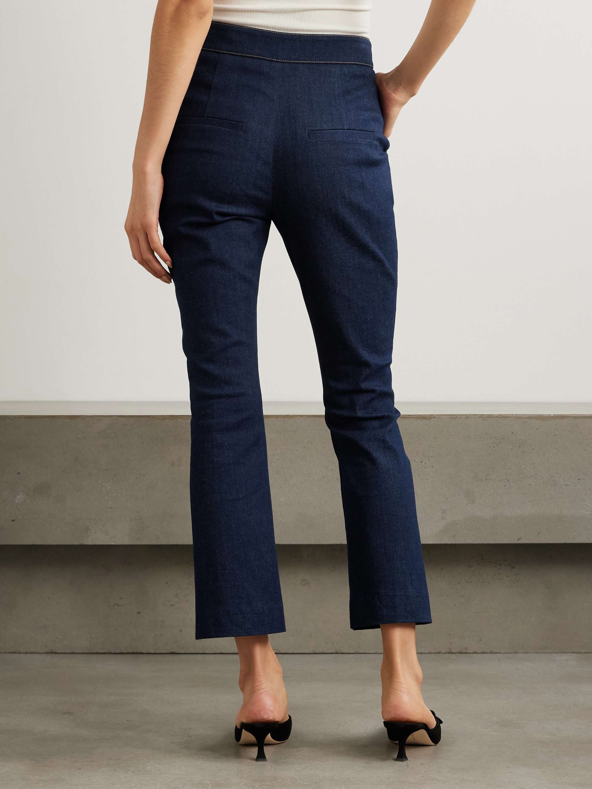 Tani cropped topstitched straight-leg jeans view