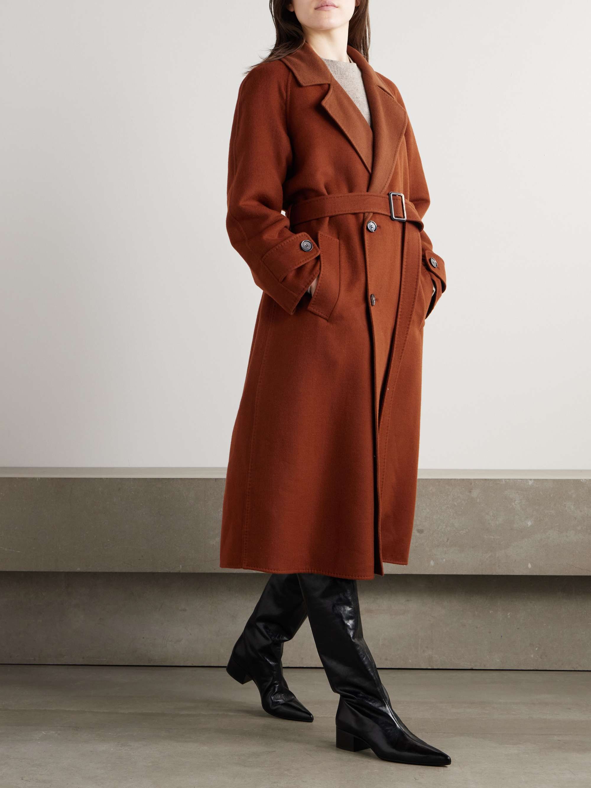 Foster double-breasted belted cashmere-blend felt coat view