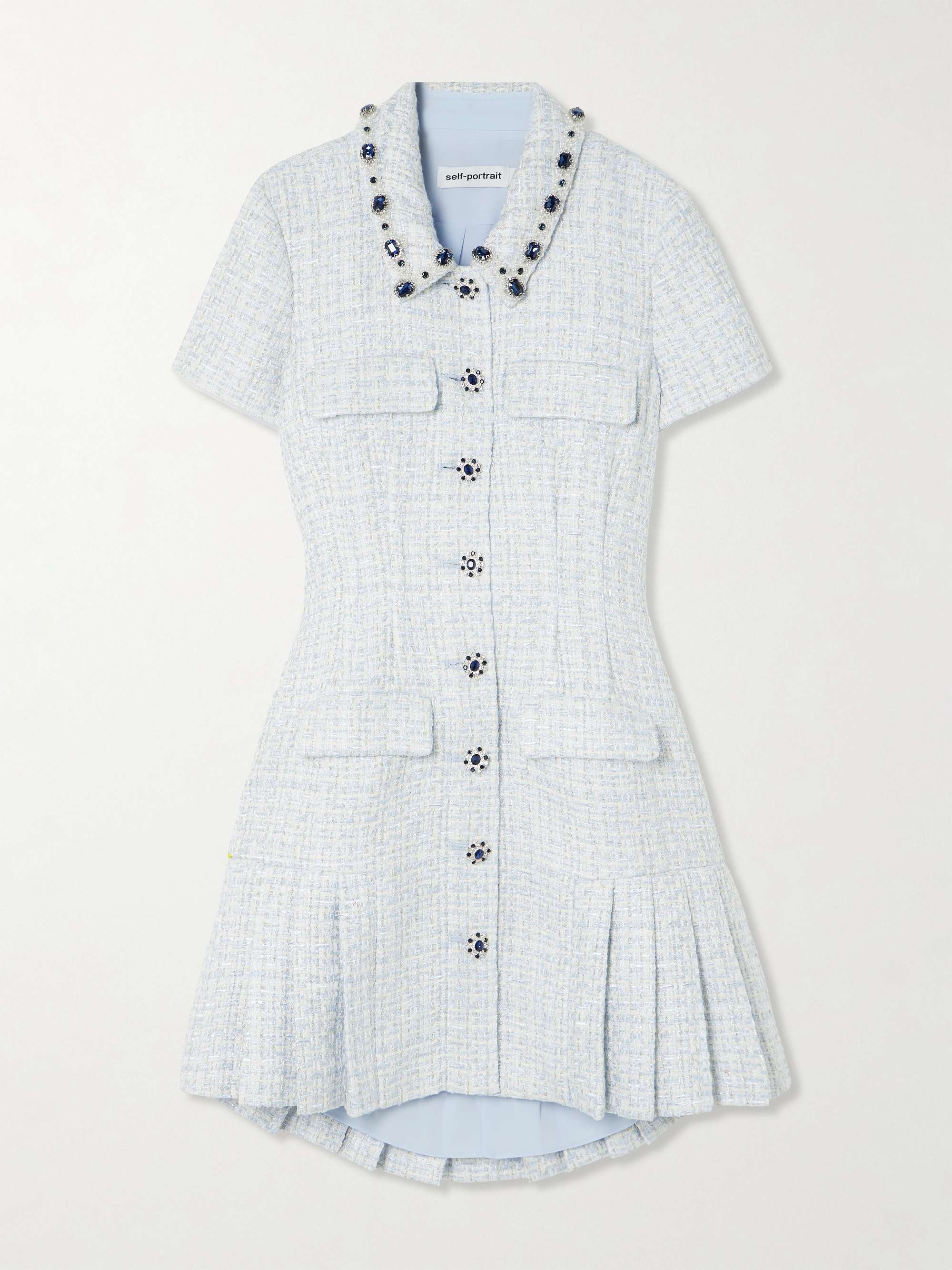 Crystal-embellished metallic bouclé-tweed mini dress view