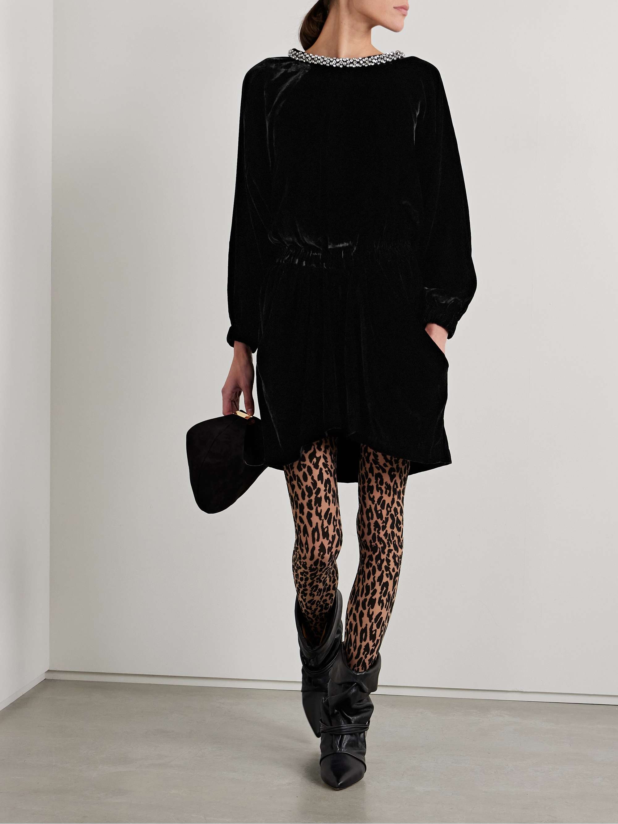 Beniga crystal-embellished velvet mini dress view