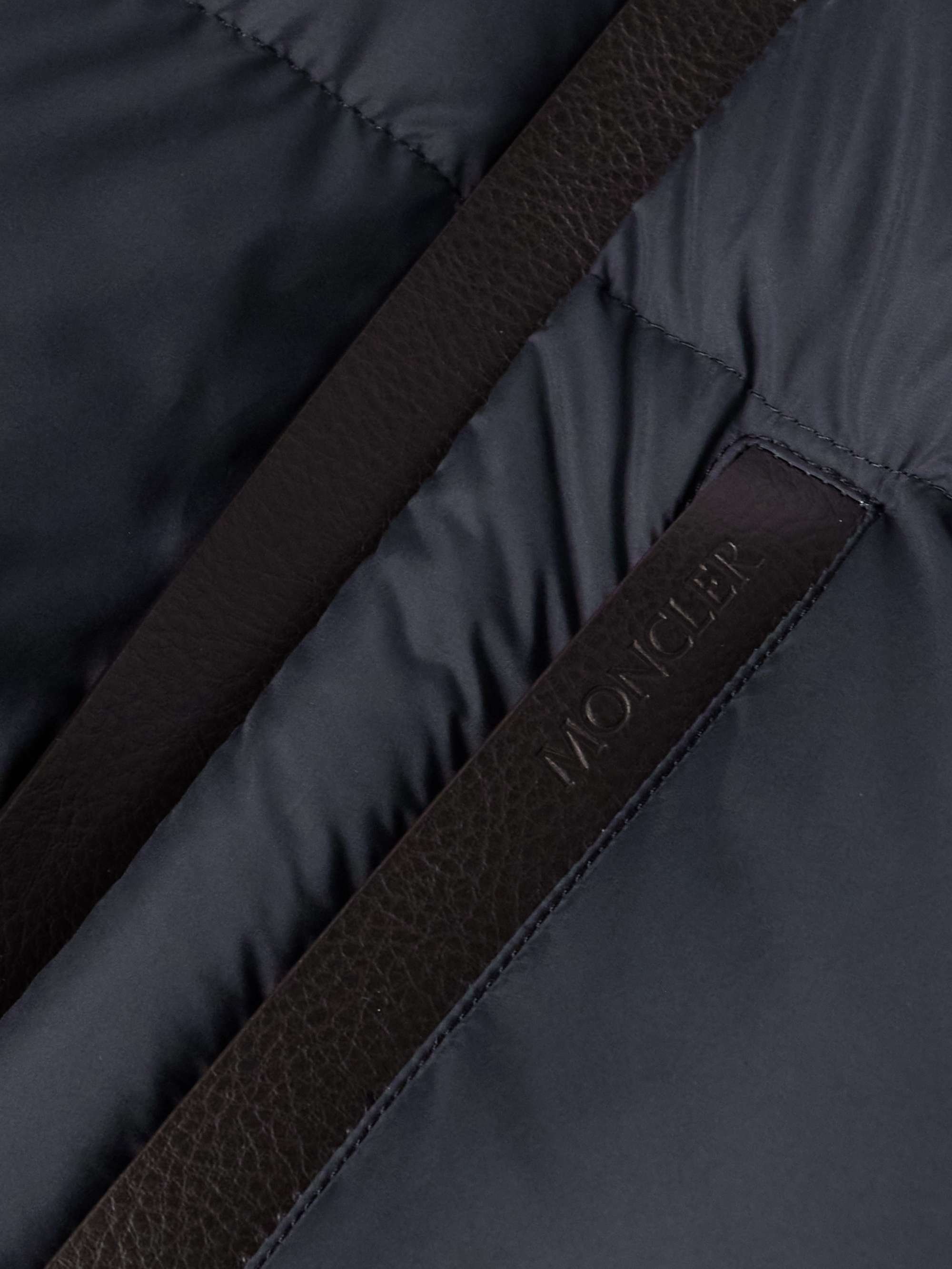 Besbre Logo-Appliquéd Leather-Trimmed Quilted Airsoft Down Jacket view
