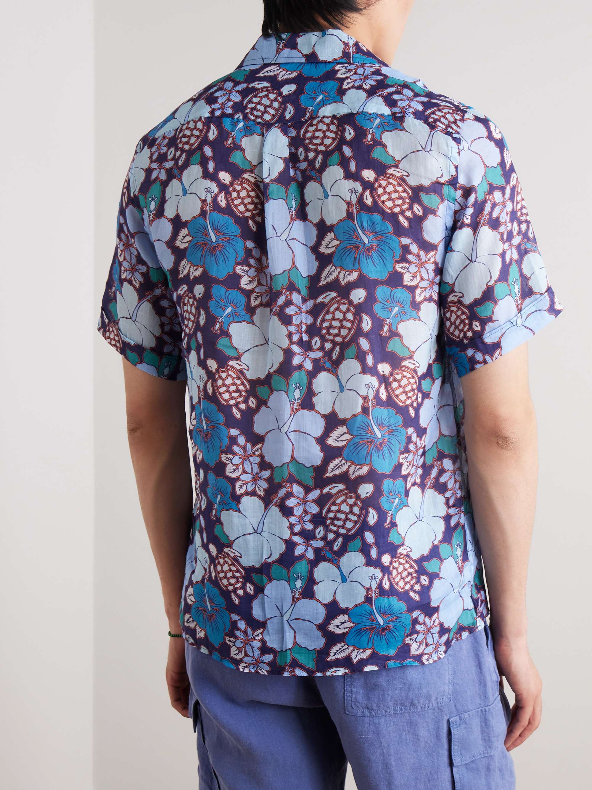 Charli Camp-Collar Floral-Print Ramie Shirt view