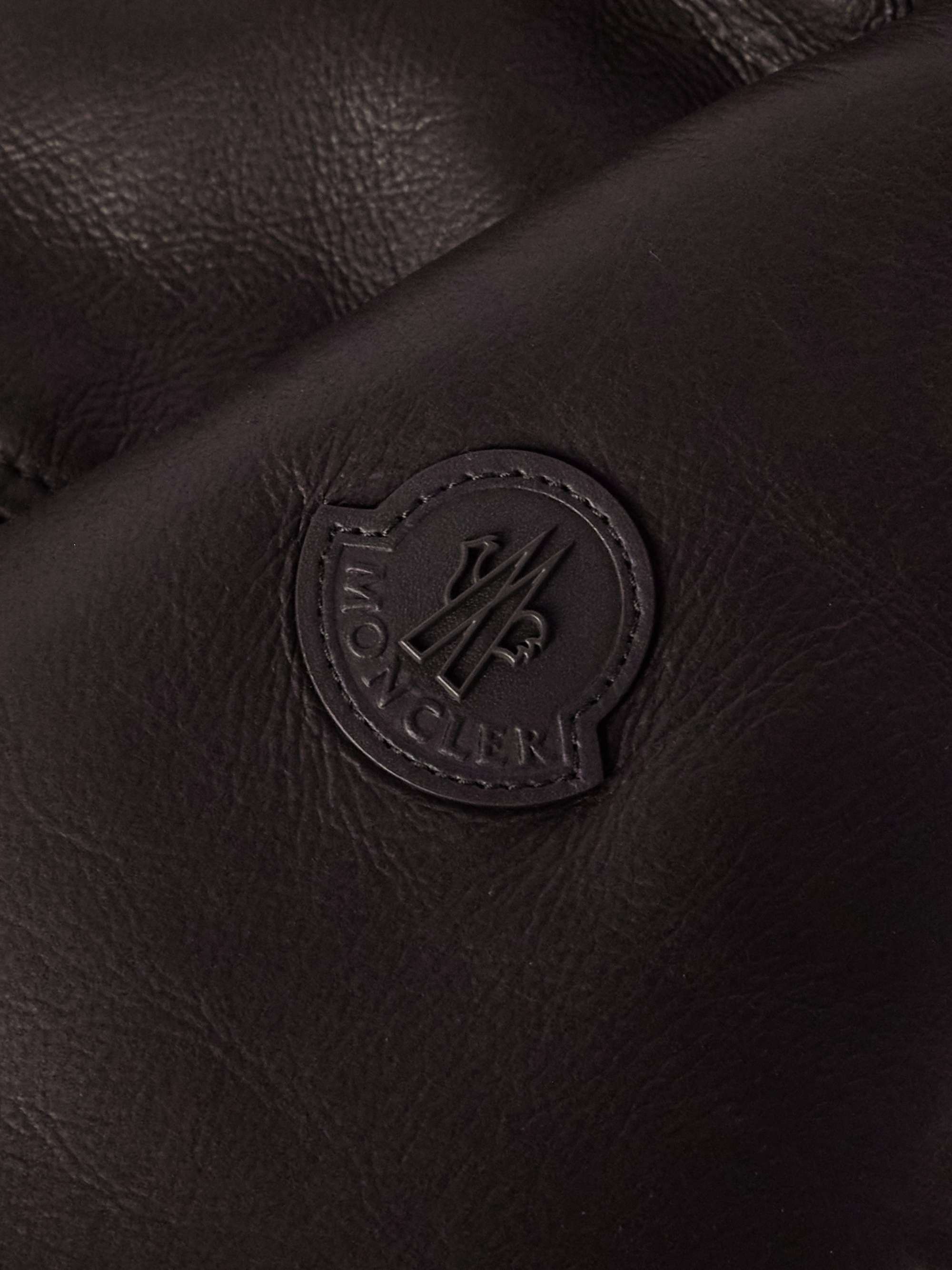 Charnassere Logo-Appliquéd Leather-Trimmed Shearling Hooded Down Jacket view