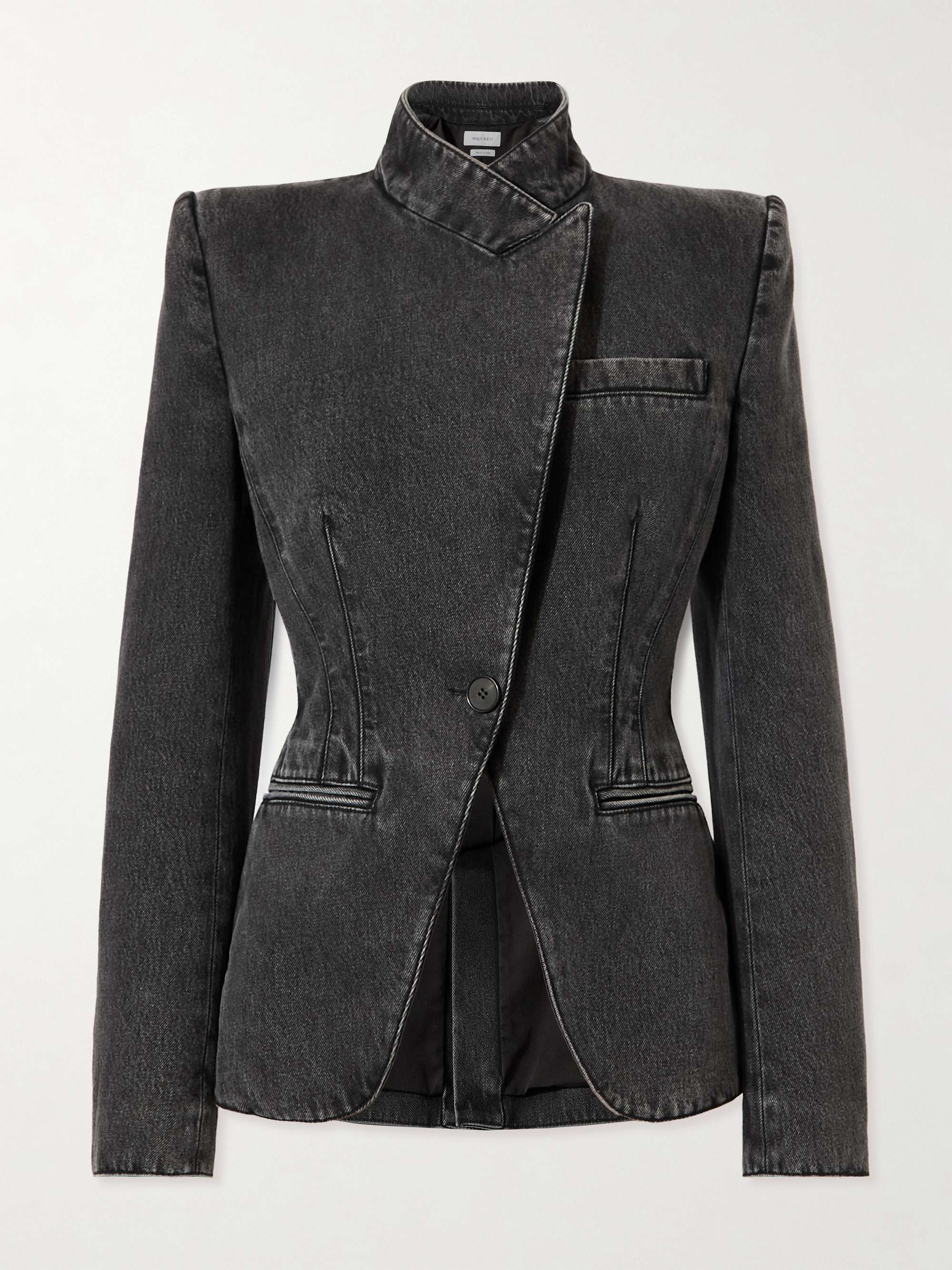 Asymmetric denim blazer view