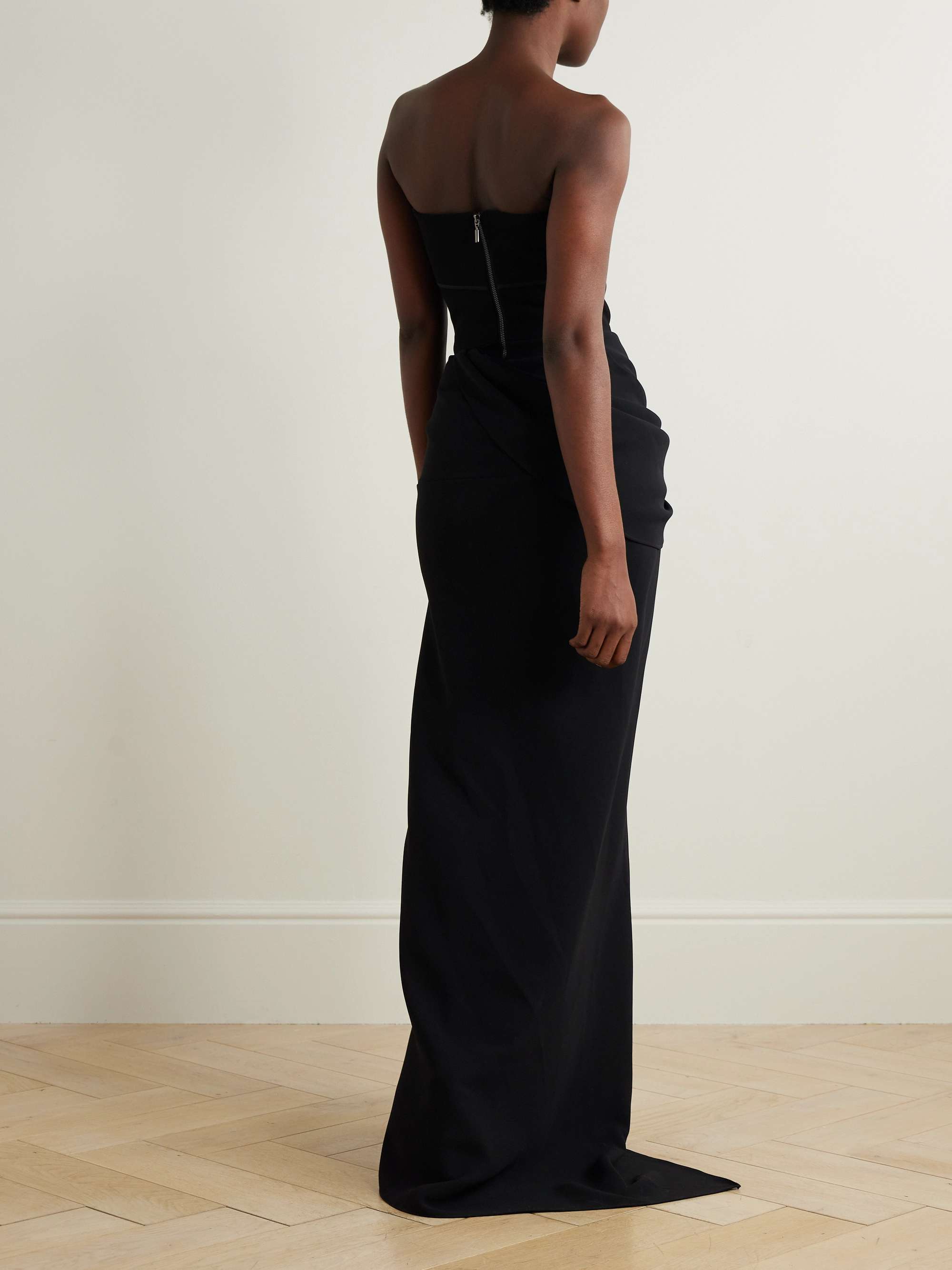 Marlene strapless draped crepe de chine gown view