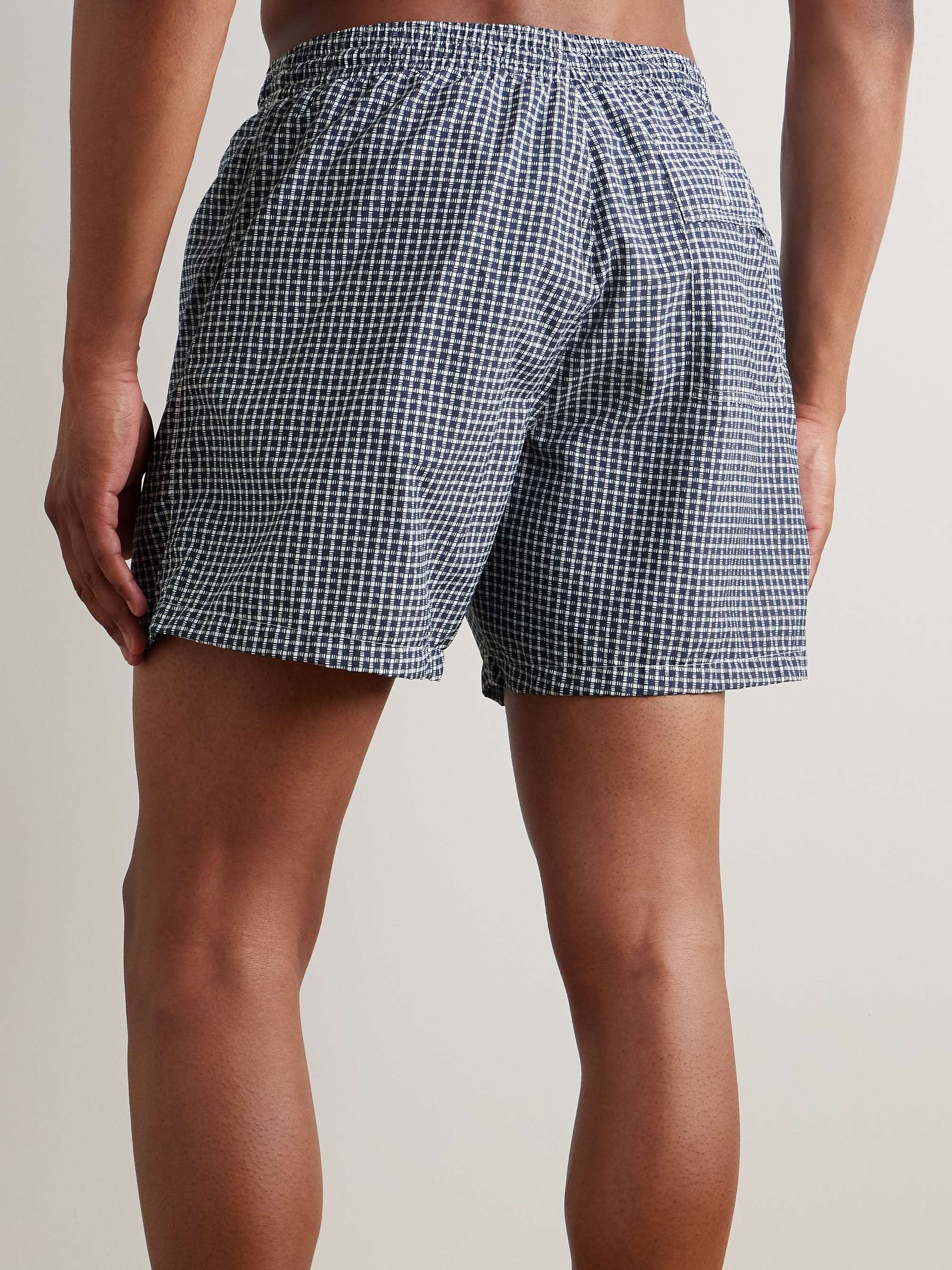 Daneu Straight-Leg Mid-Length Checked Swim Shorts view