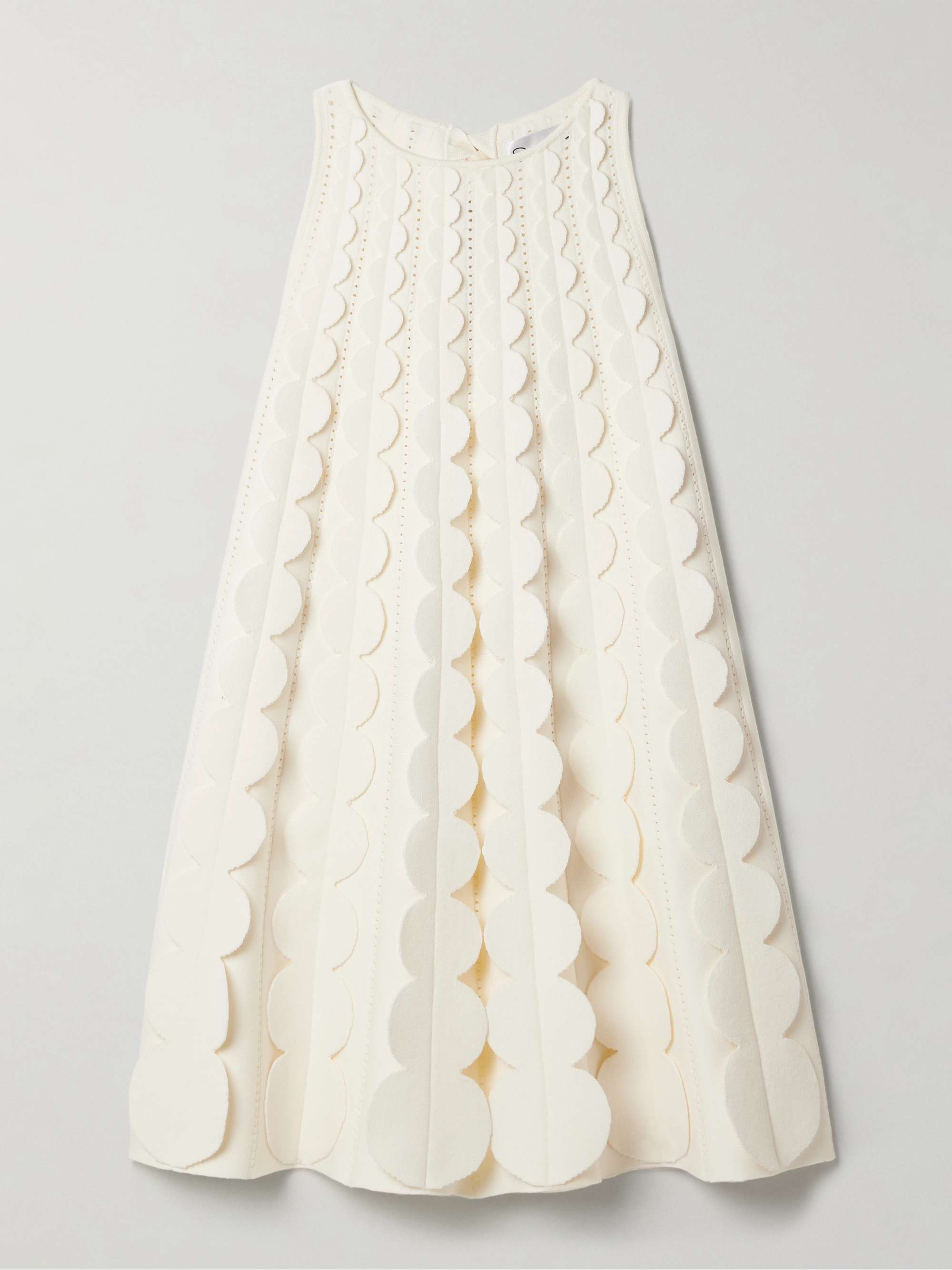 Scalloped pointelle-knit mini dress view