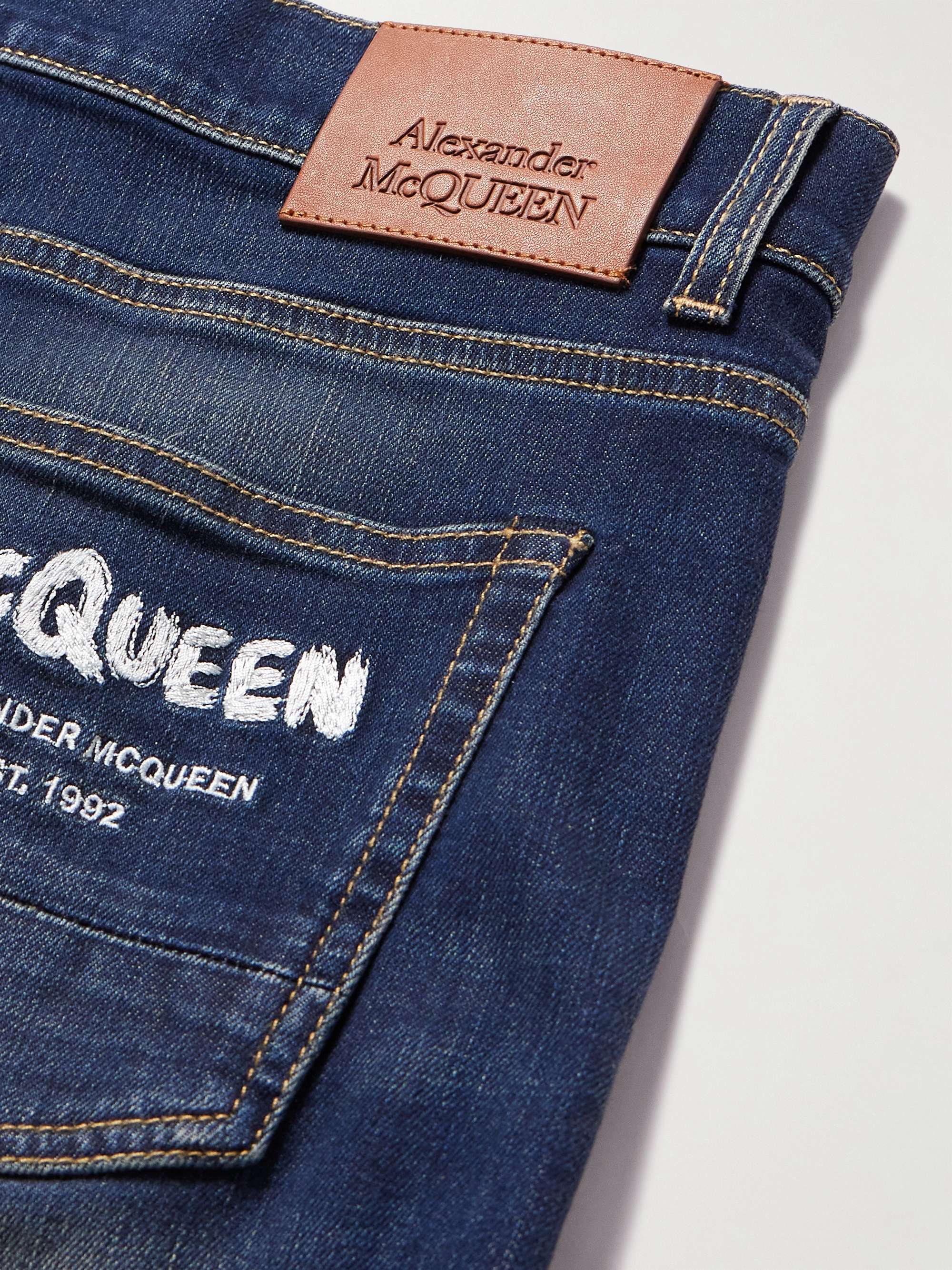 Graffiti Straight-Leg Logo-Embroidered Jeans view