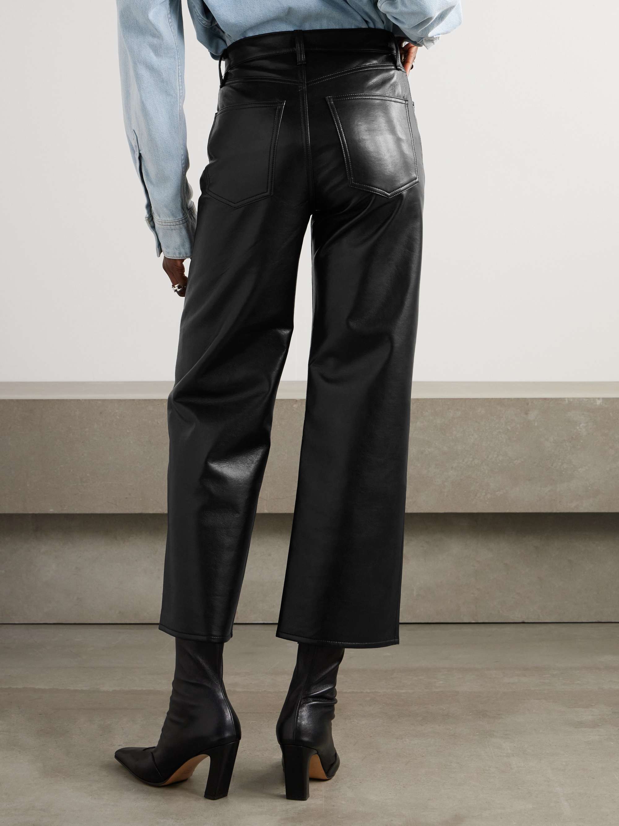Ren cropped high-rise wide-leg leather pants view