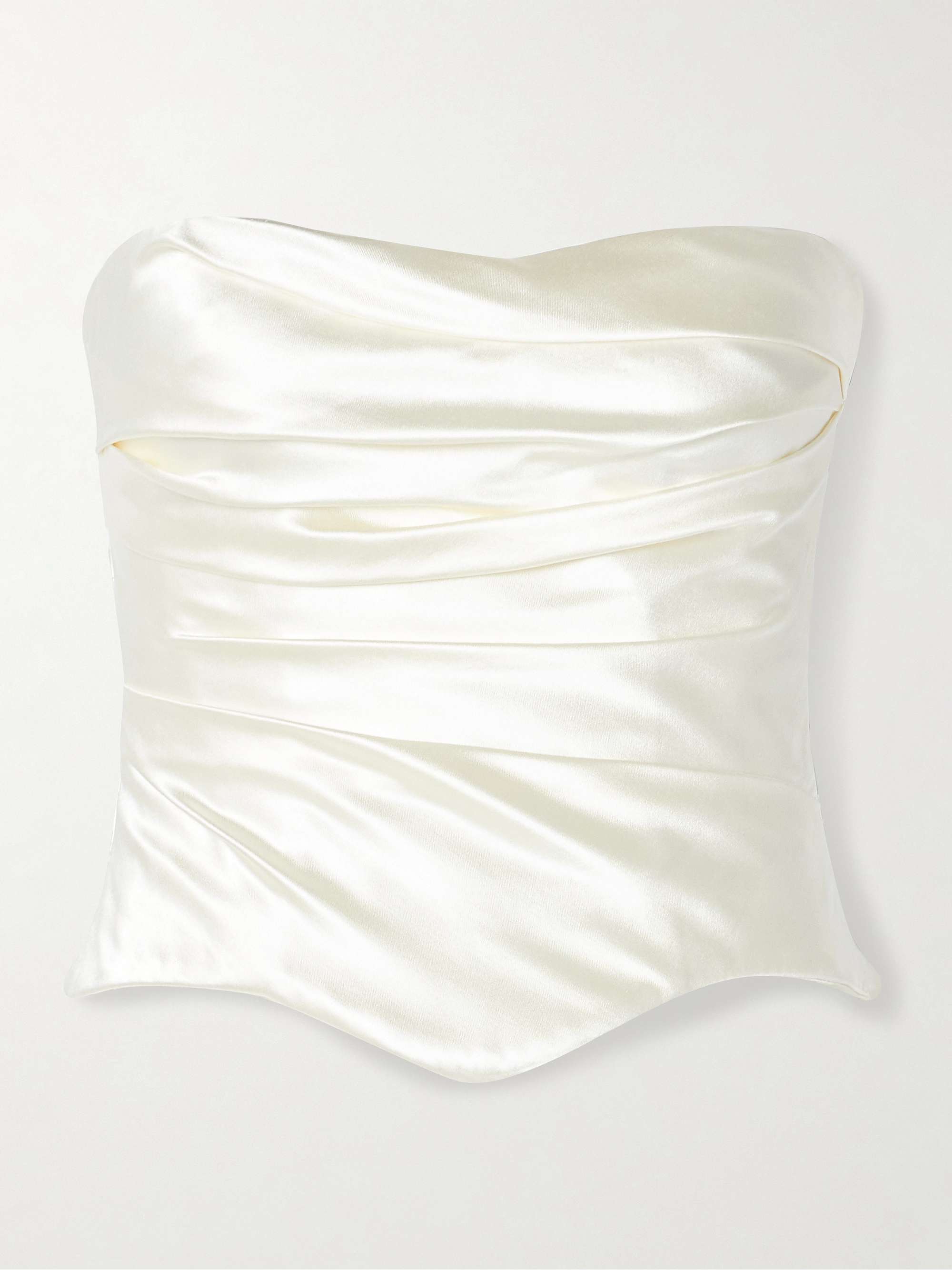Demi strapless draped silk and wool-blend satin bustier top view