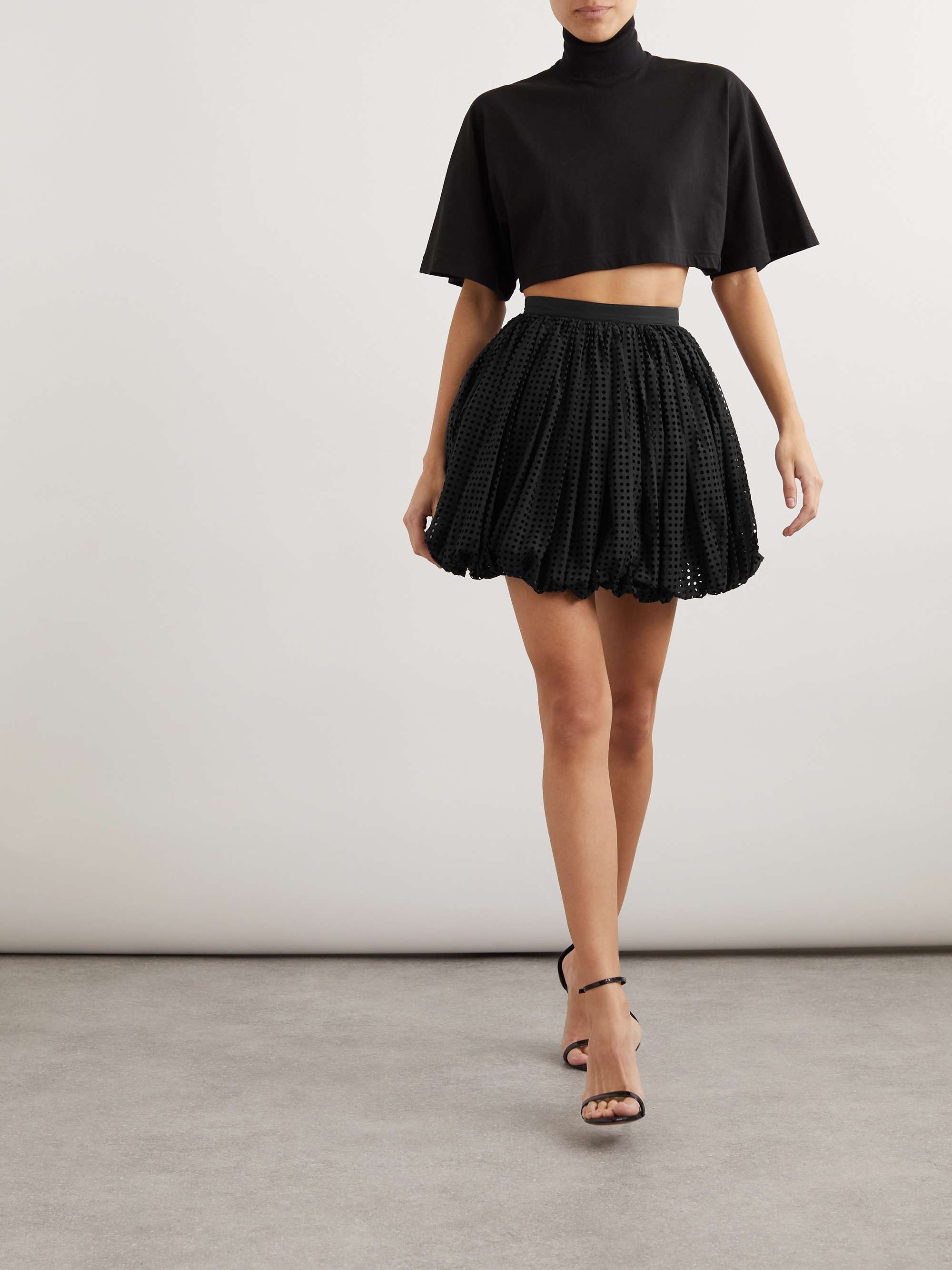 Laser-cut cotton-blend mini skirt view