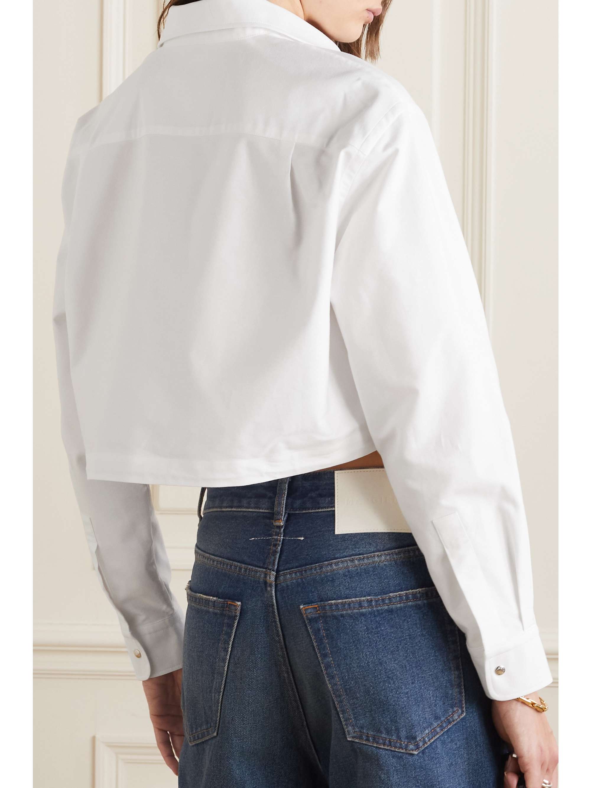 Cropped cotton-poplin shirt view