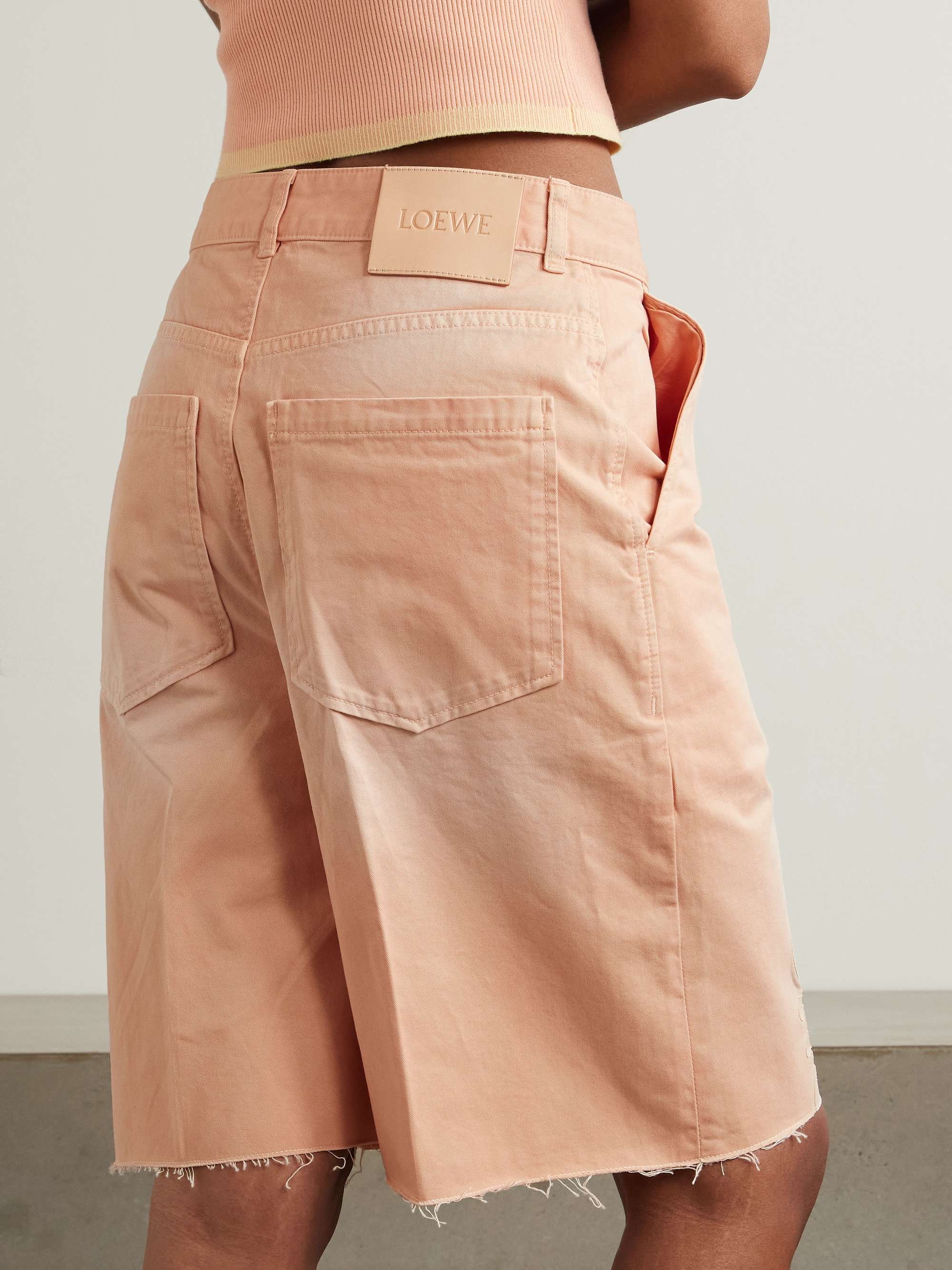 + Paula's Ibiza Anagram cutout frayed pleated cotton-twill shorts view