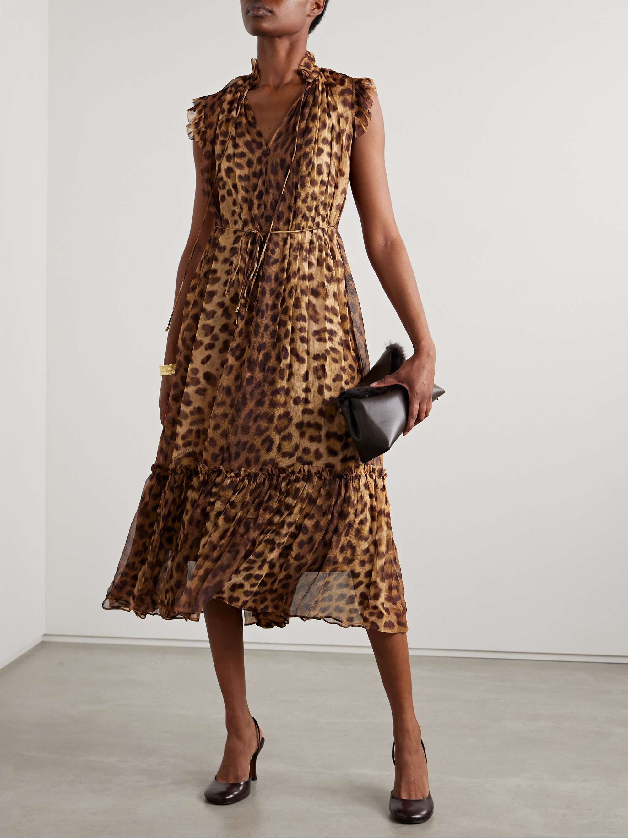 Crush leopard-print crepon midi dress view
