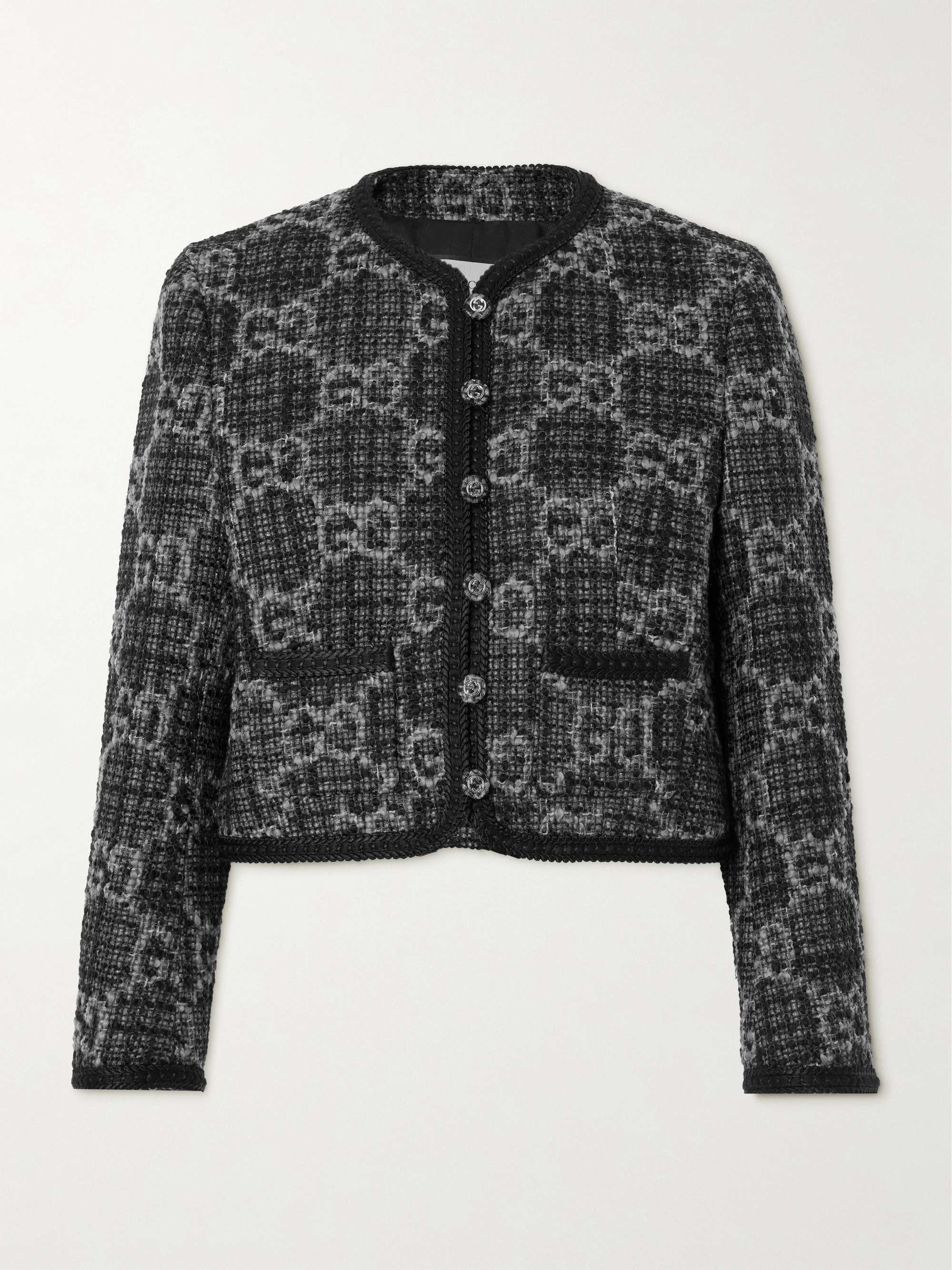 Wool and cotton-blend tweed cropped jacket view