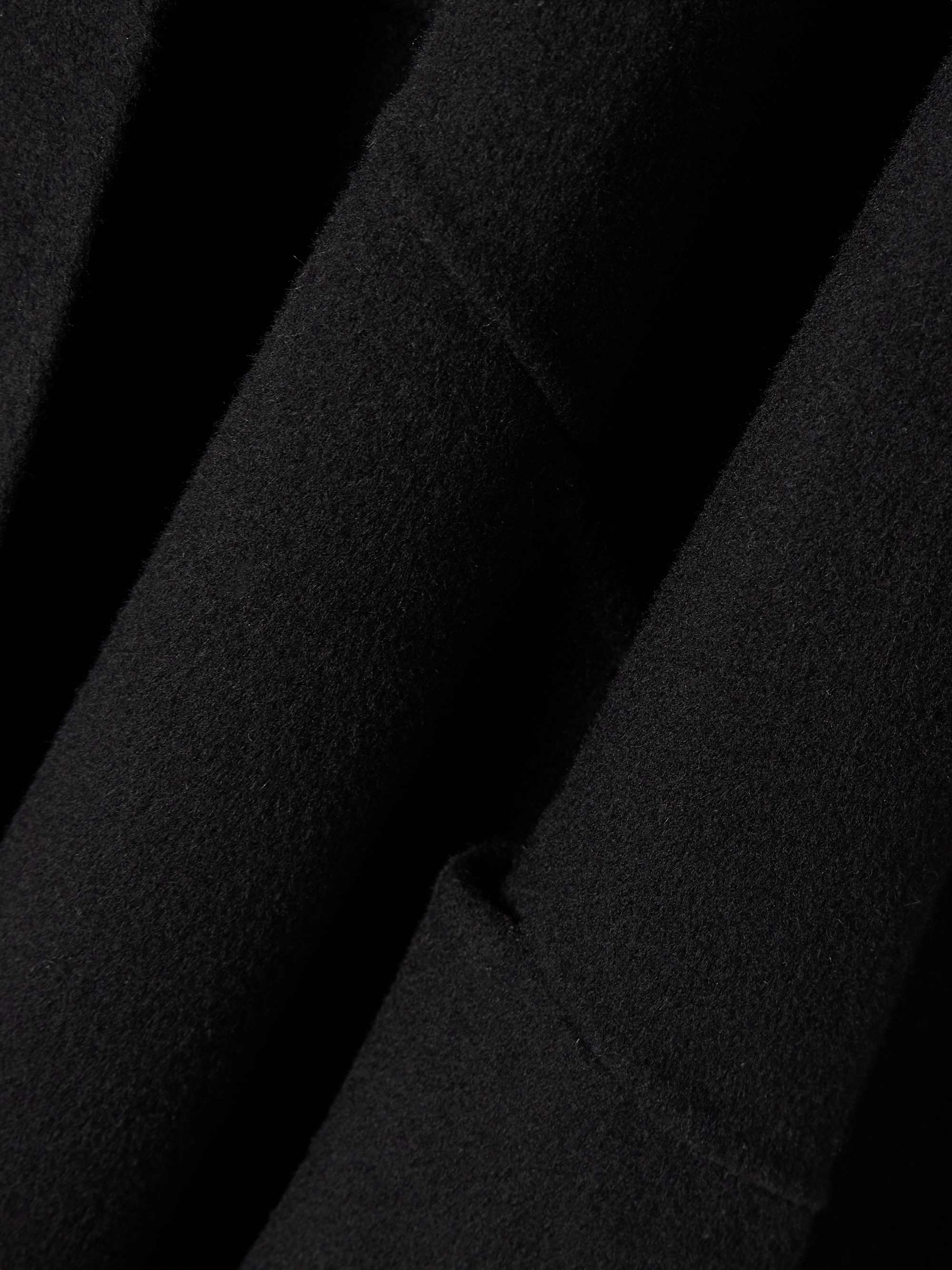 Cape-effect tie-neck wool coat view