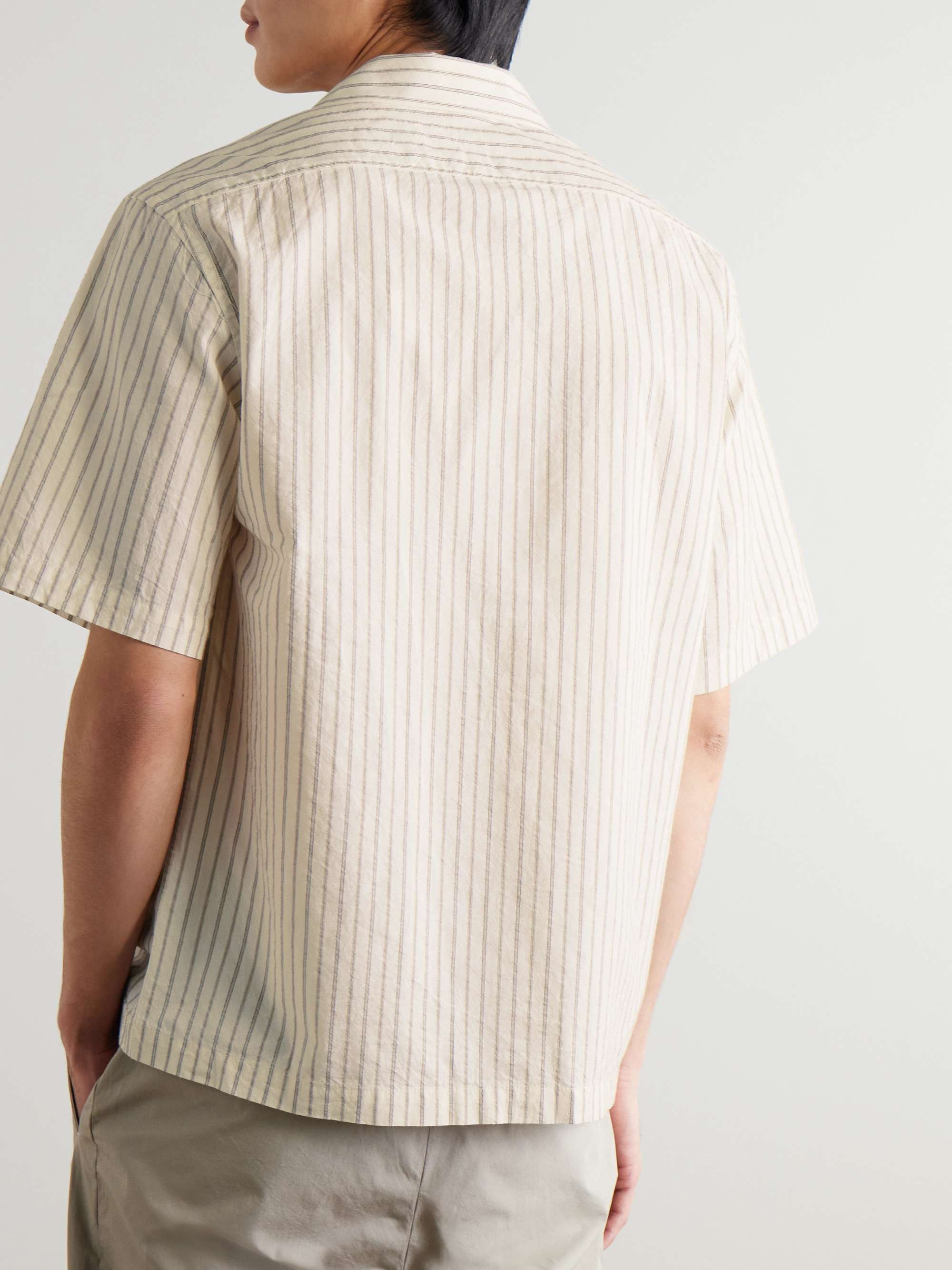Solana Camp-Collar Striped Cotton Shirt view