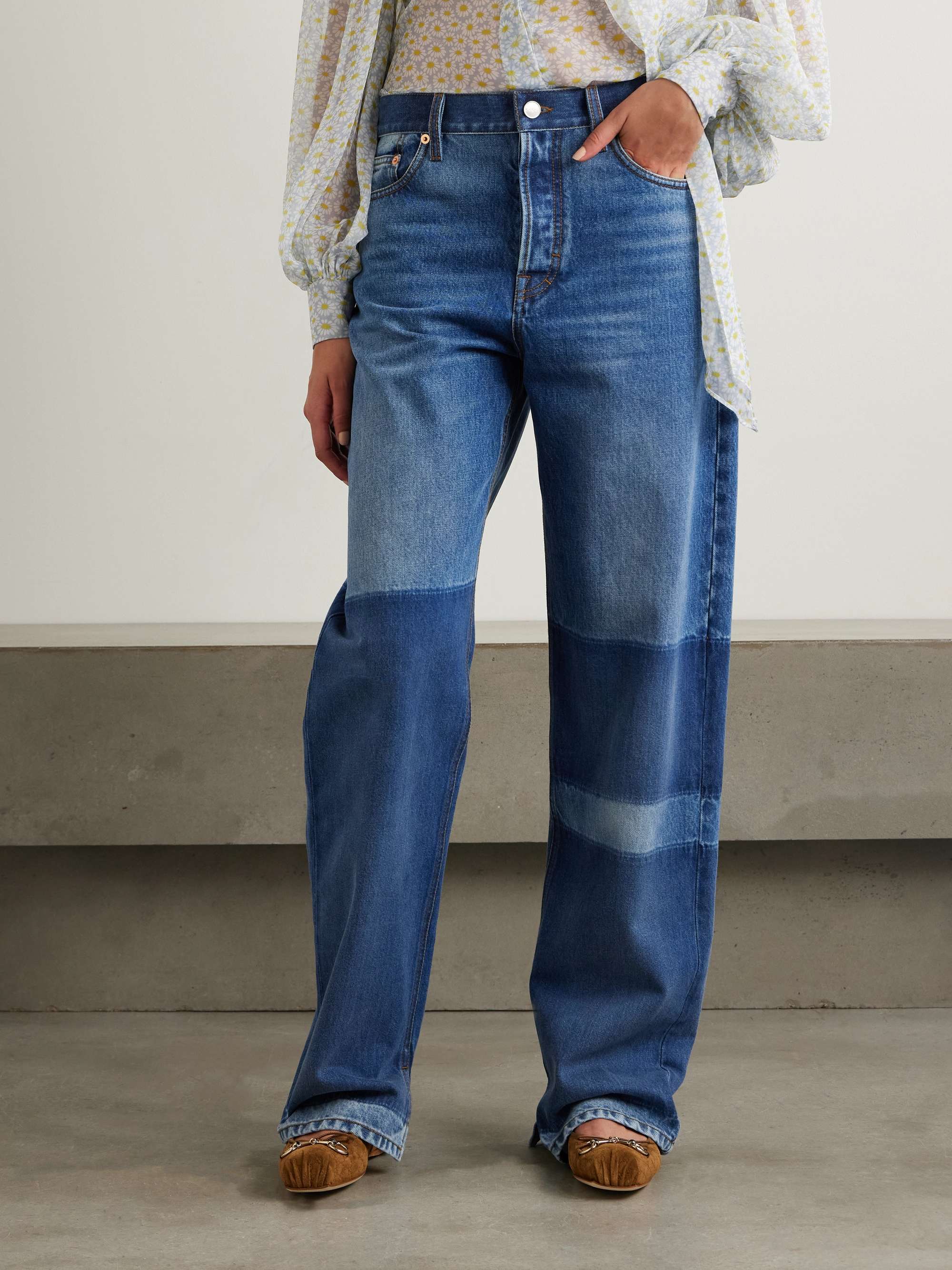 Patchwork low-rise boyfriend jeans view