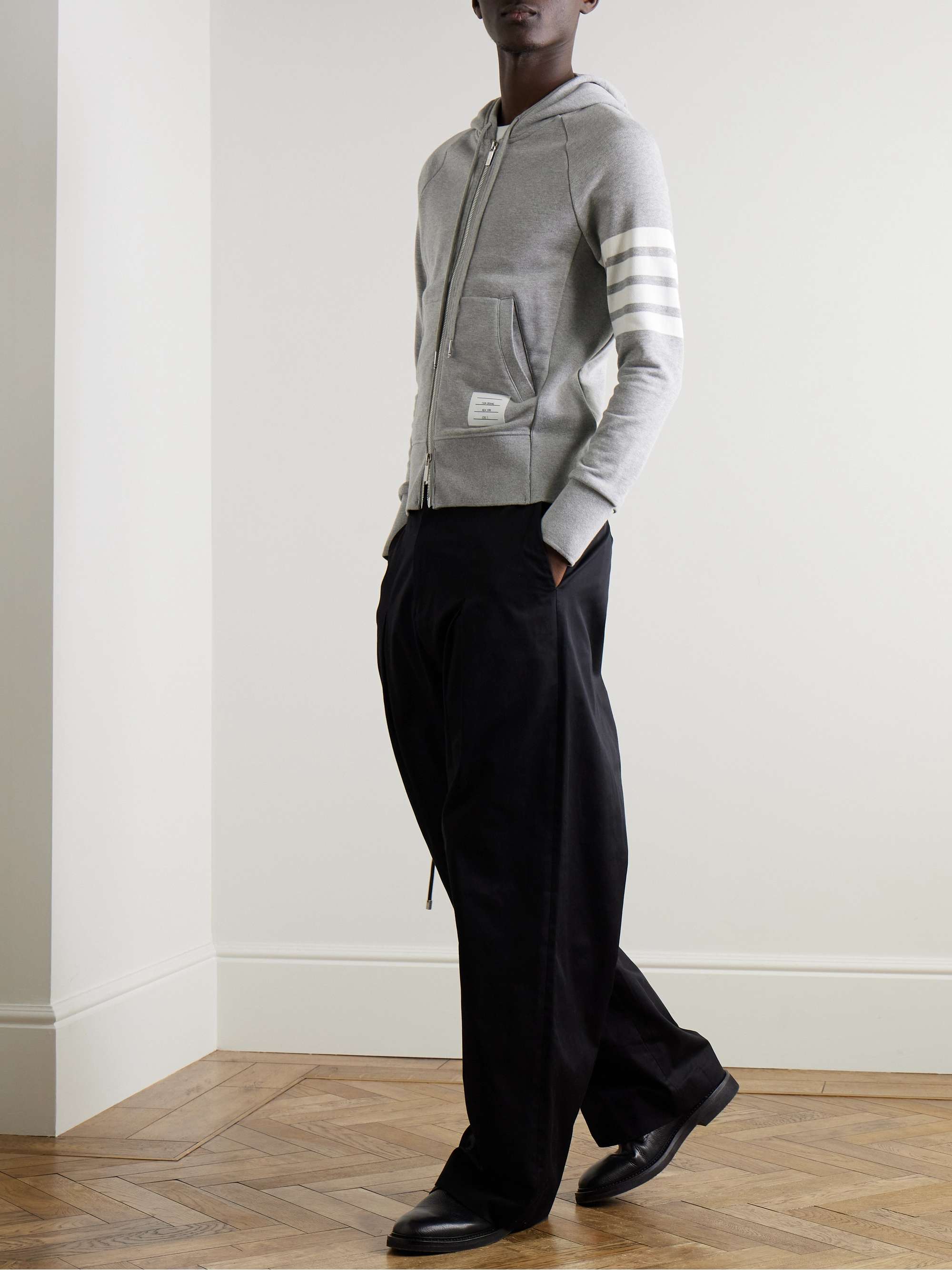 Striped Loopback Cotton-Jersey Zip-Up Hoodie view