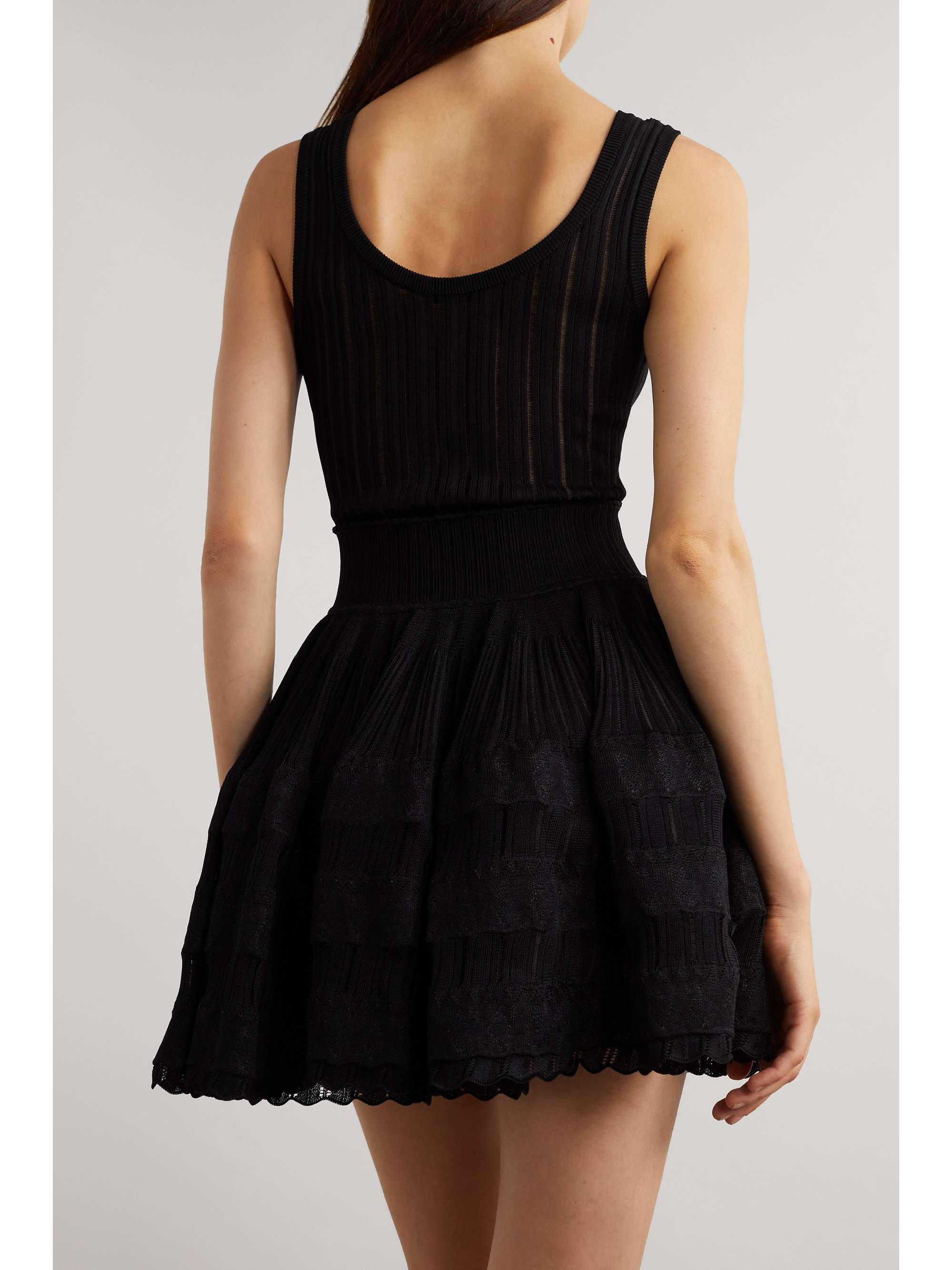 Ribbed pointelle-knit mini dress view
