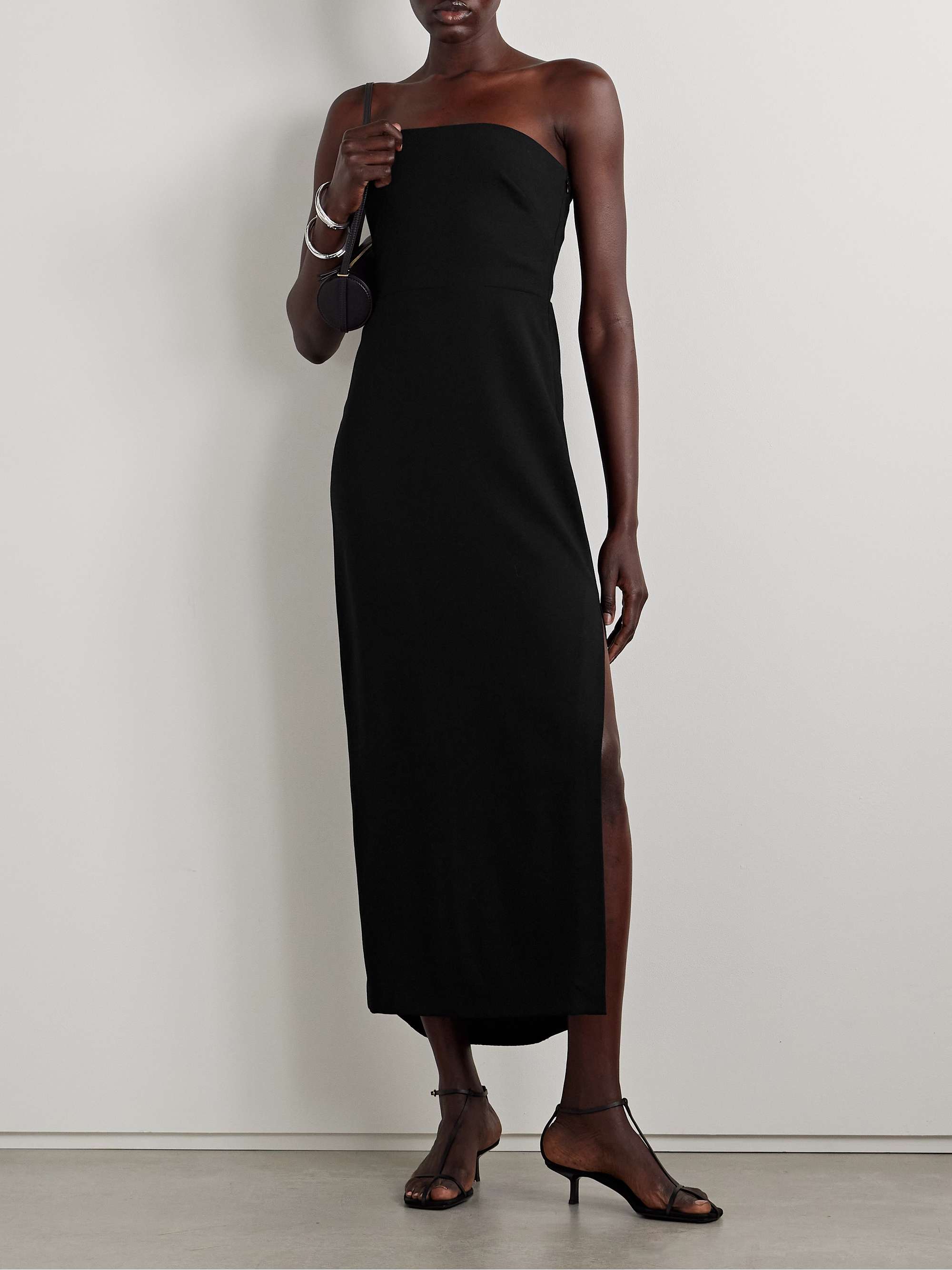 Strapless wool-blend crepe midi dress view