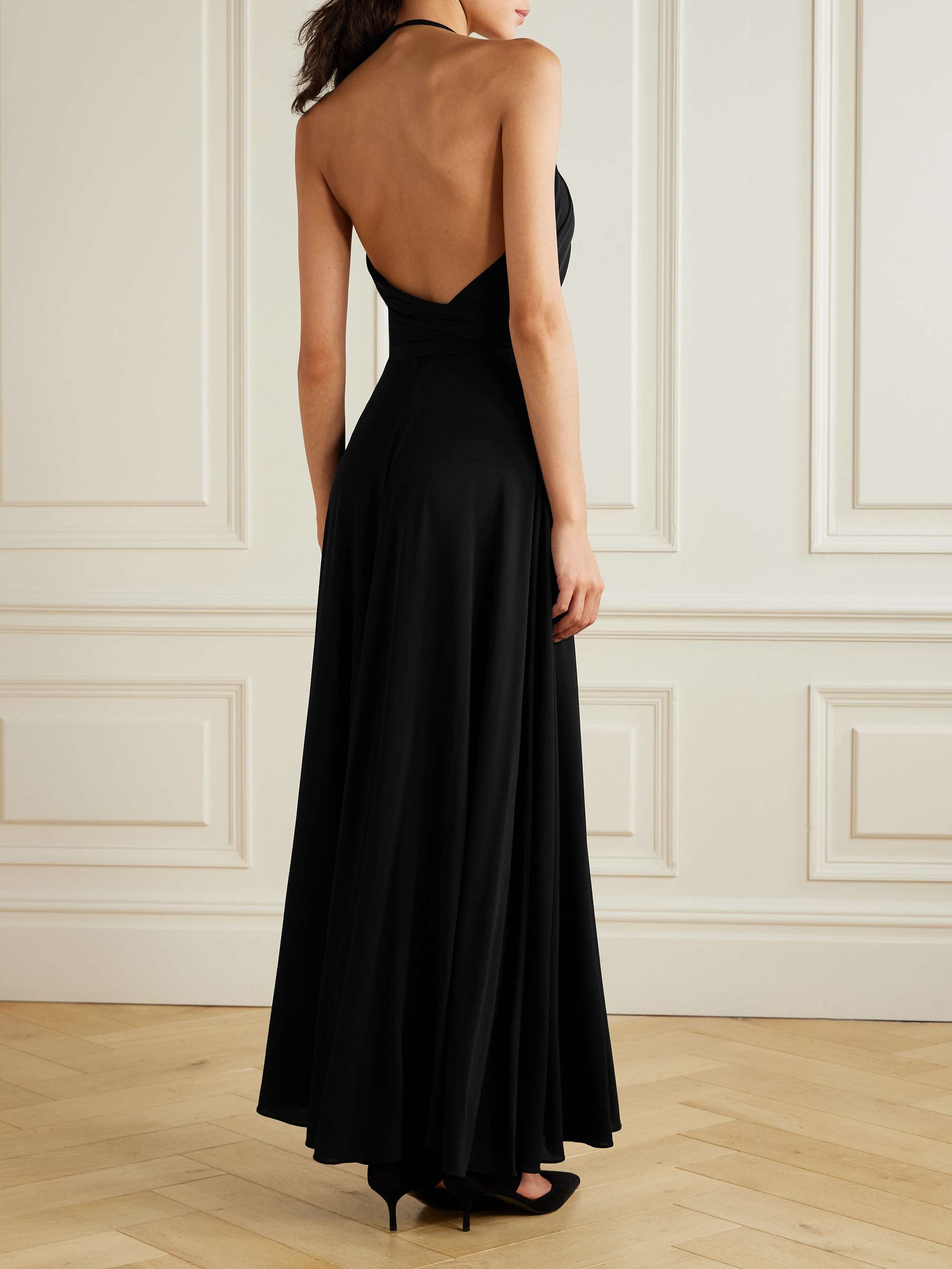 Belted gathered jersey halterneck maxi dress view