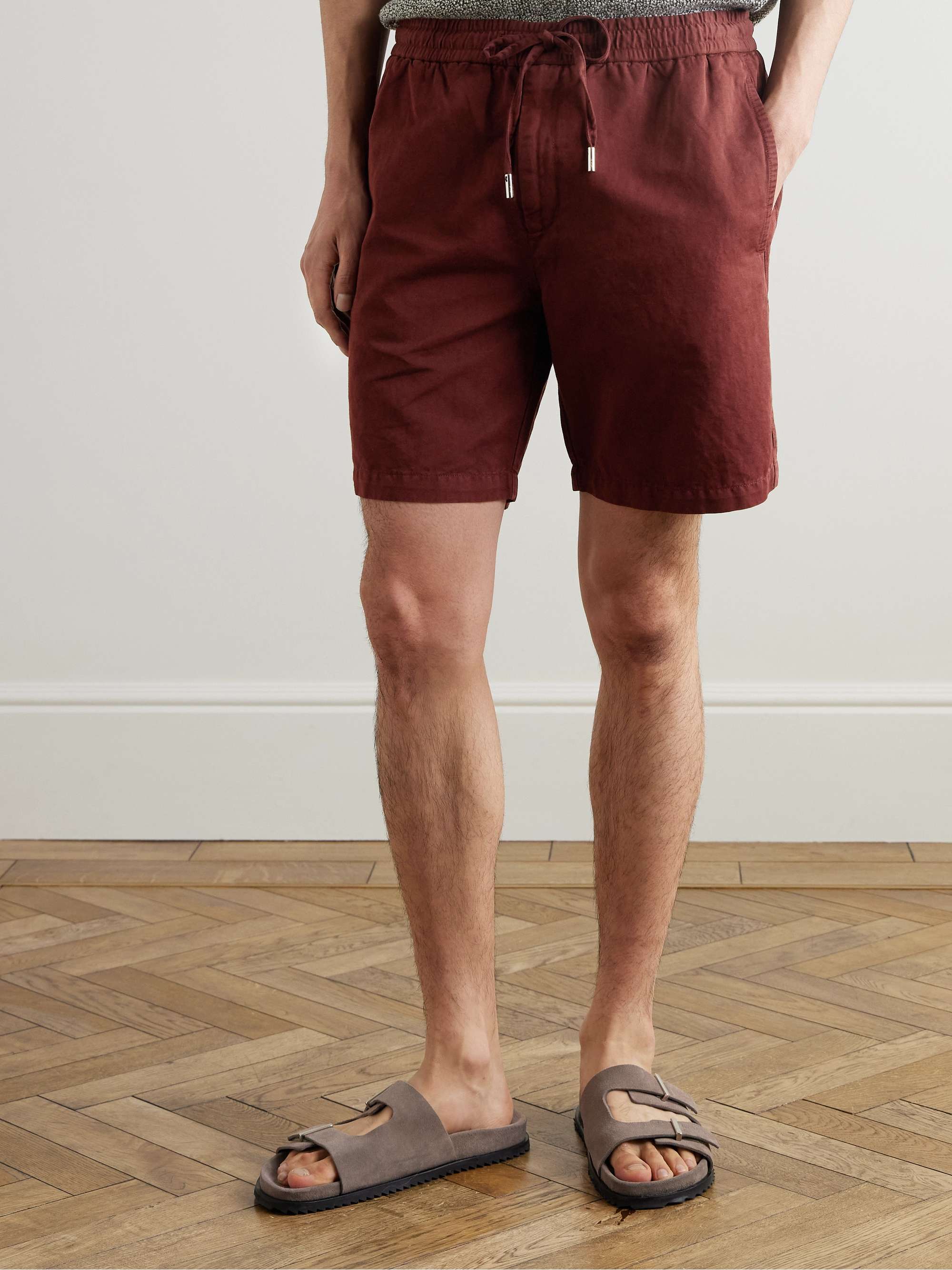 Straight-Leg Organic Cotton and Linen-Blend Drawstring Shorts view