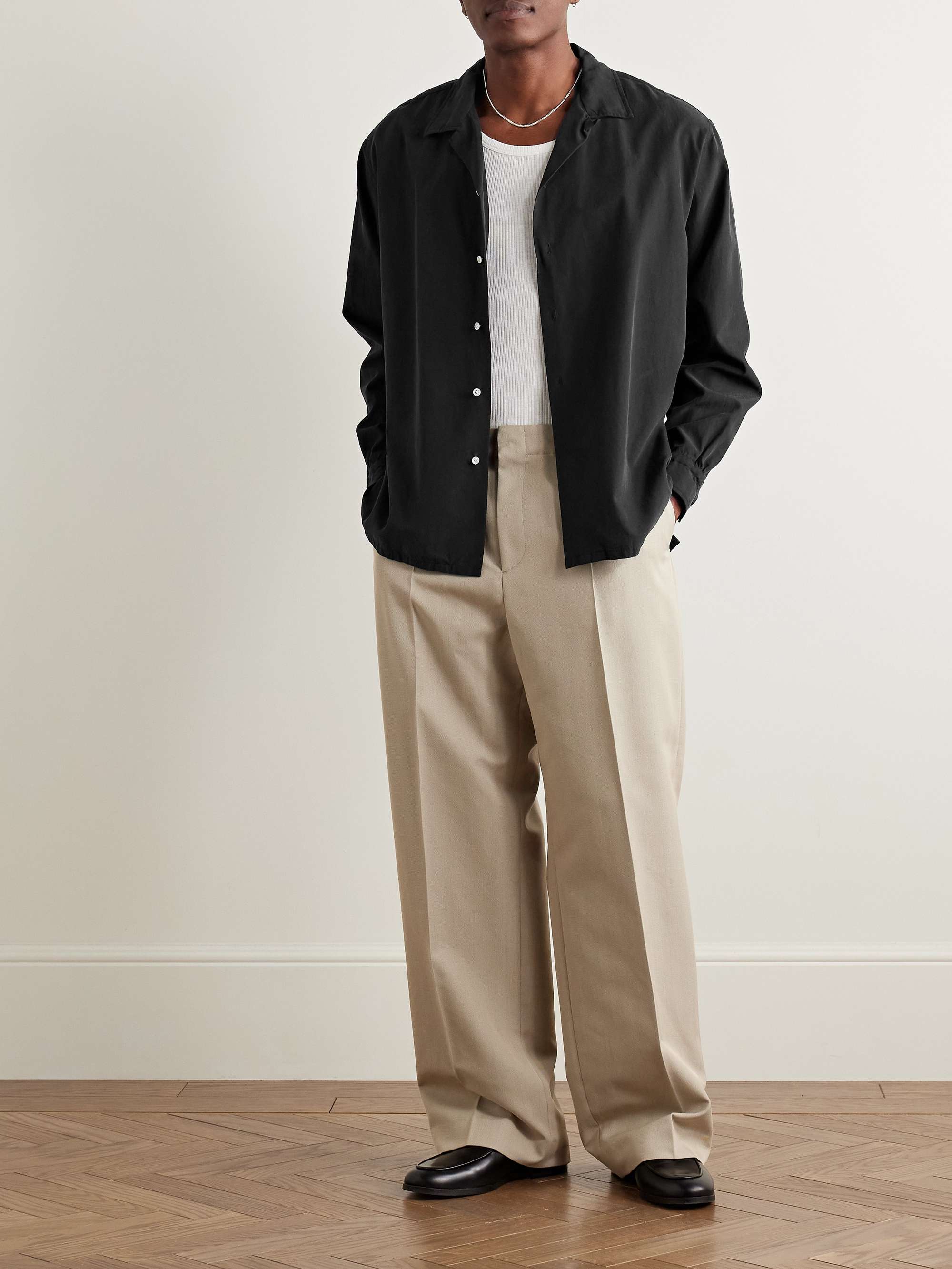 Convertible-Collar Silk and Cotton-Blend Shirt view