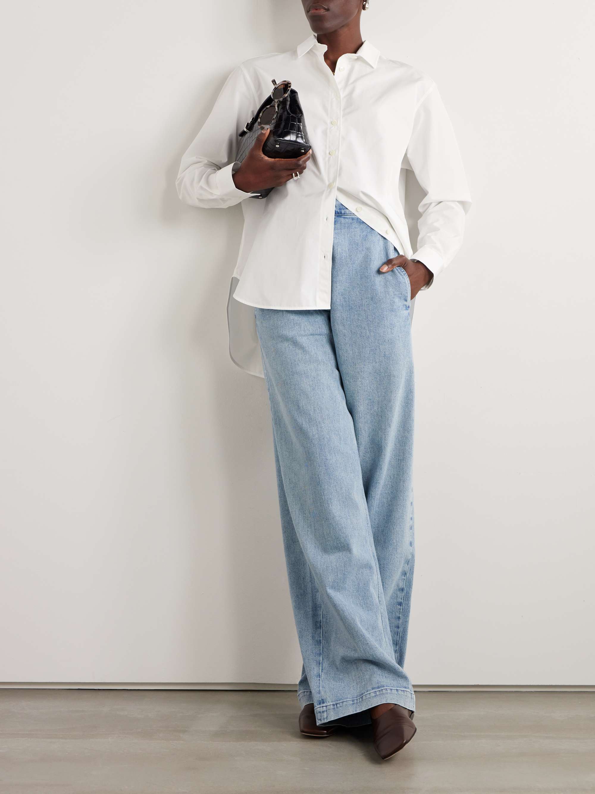 Oversized embroidered organic cotton-poplin shirt view