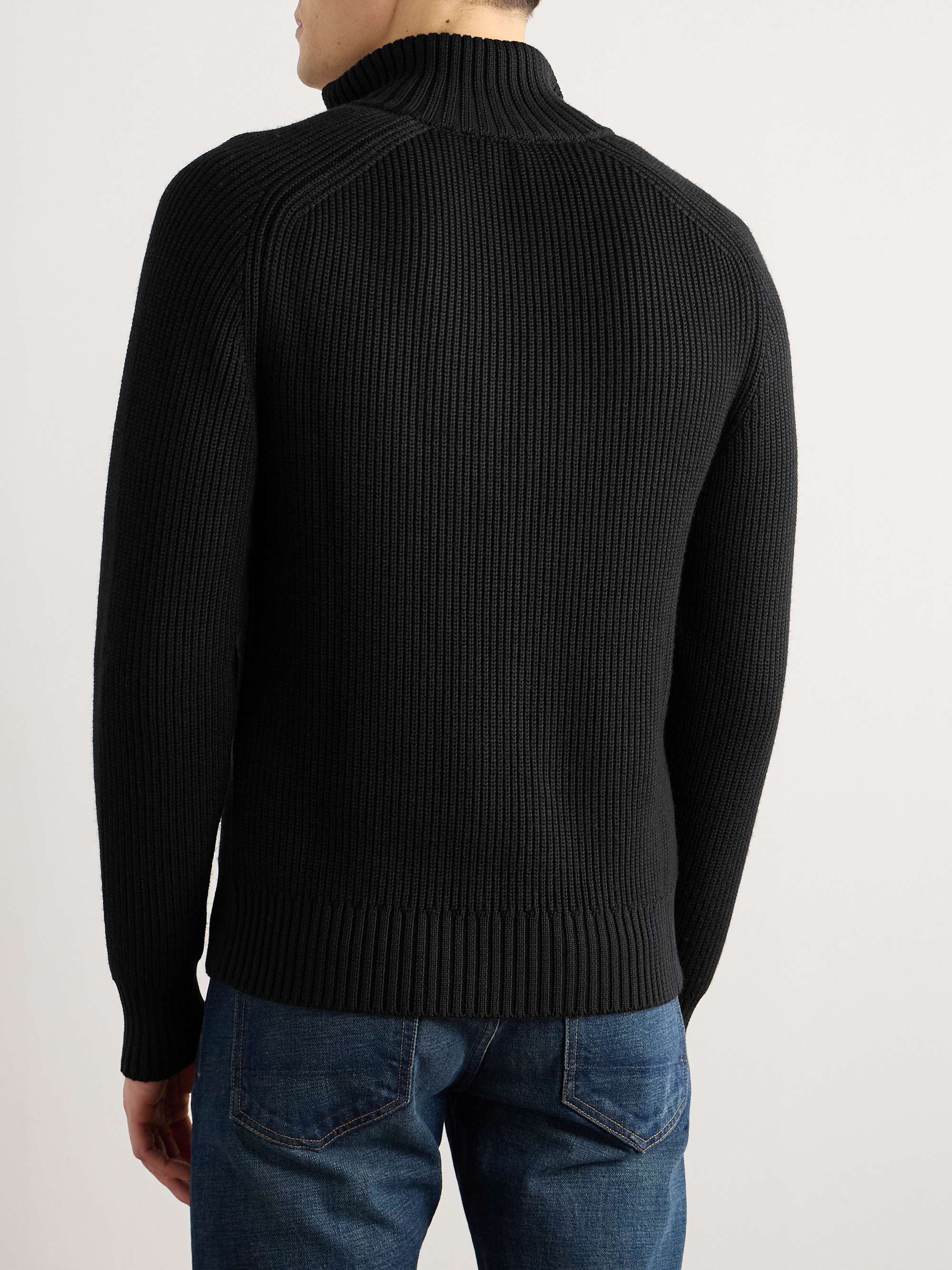 Slim-Fit Ribbed Silk and Merino Wool-Blend Cardigan view