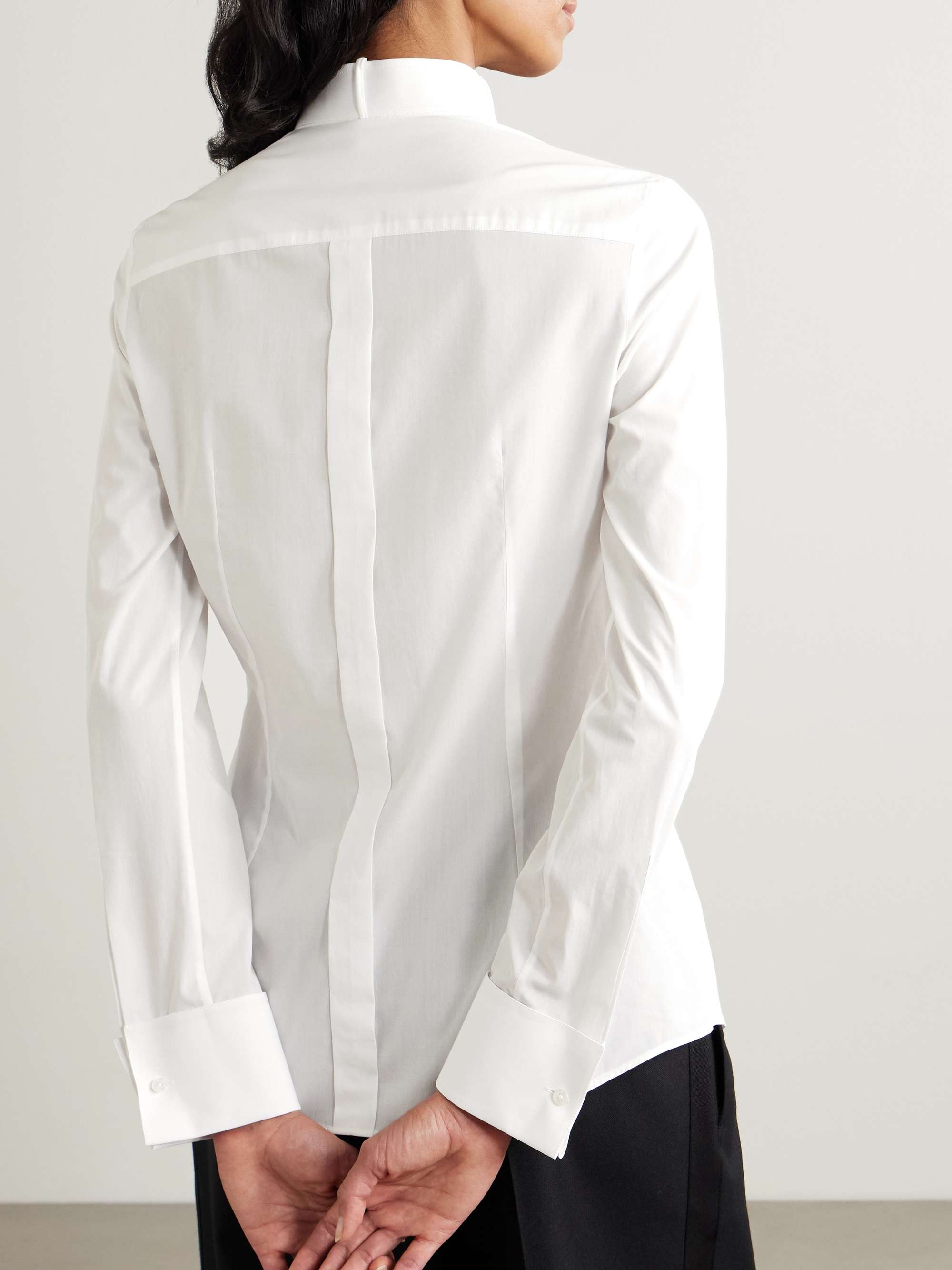 Piqué-trimmed paneled cotton-poplin shirt view