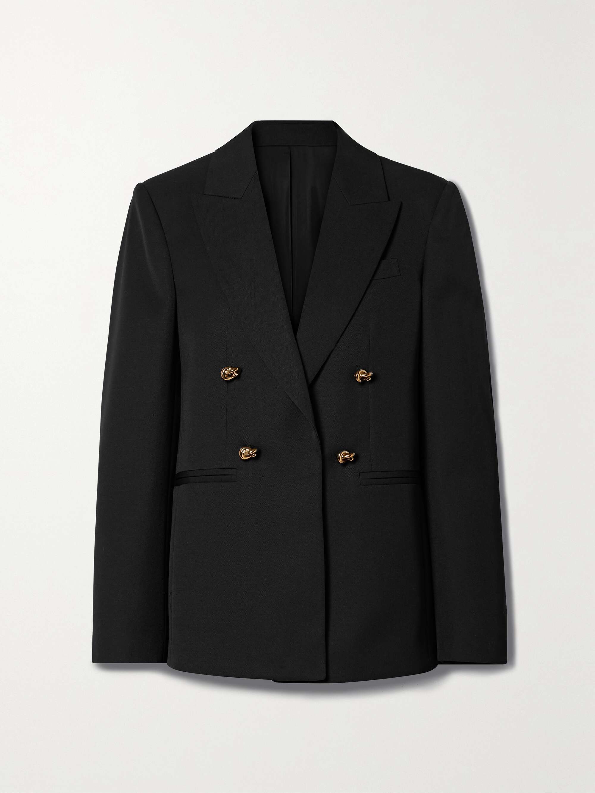 Embellished double-breasted wool-twill blazer view
