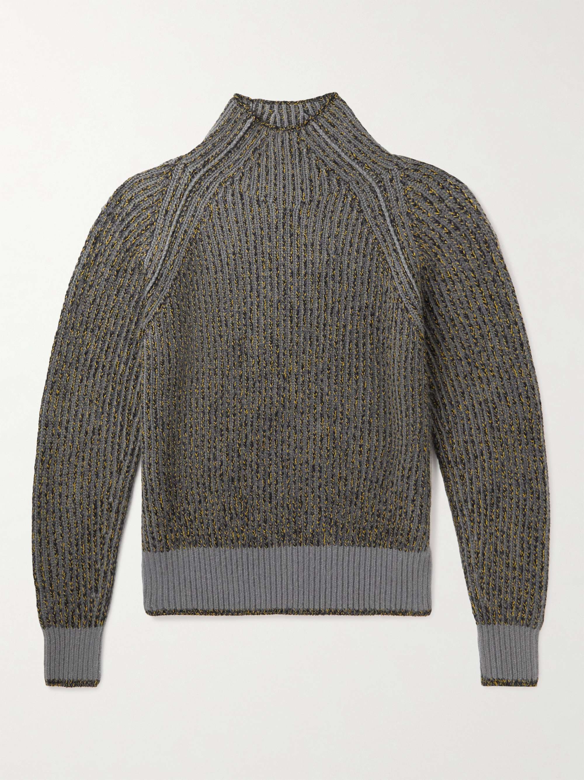 Snow Wander Ribbed Cashmere and Silk-Blend Mock-Neck Sweater view