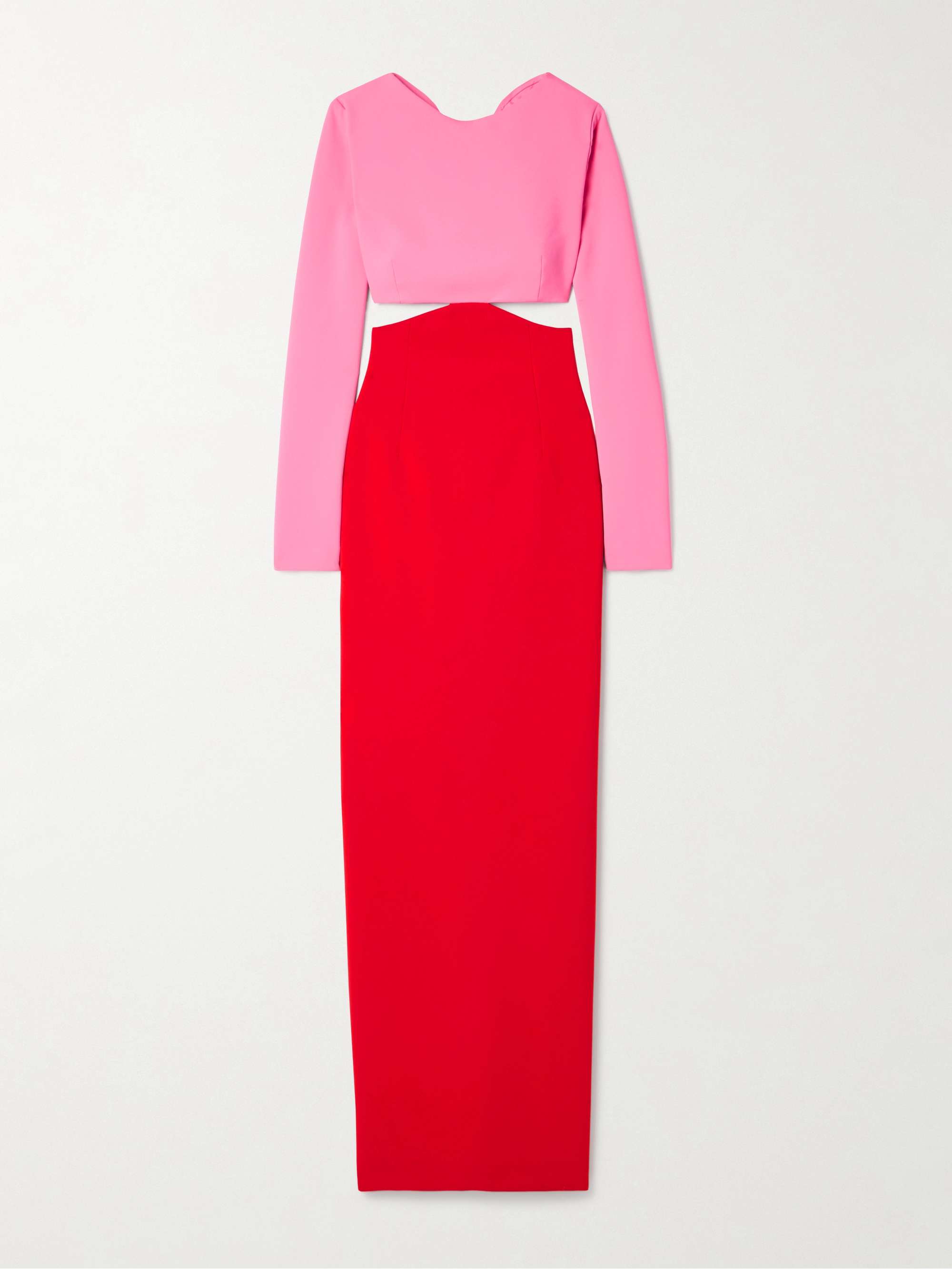 Cutout bow-embellished two-tone crepe gown view