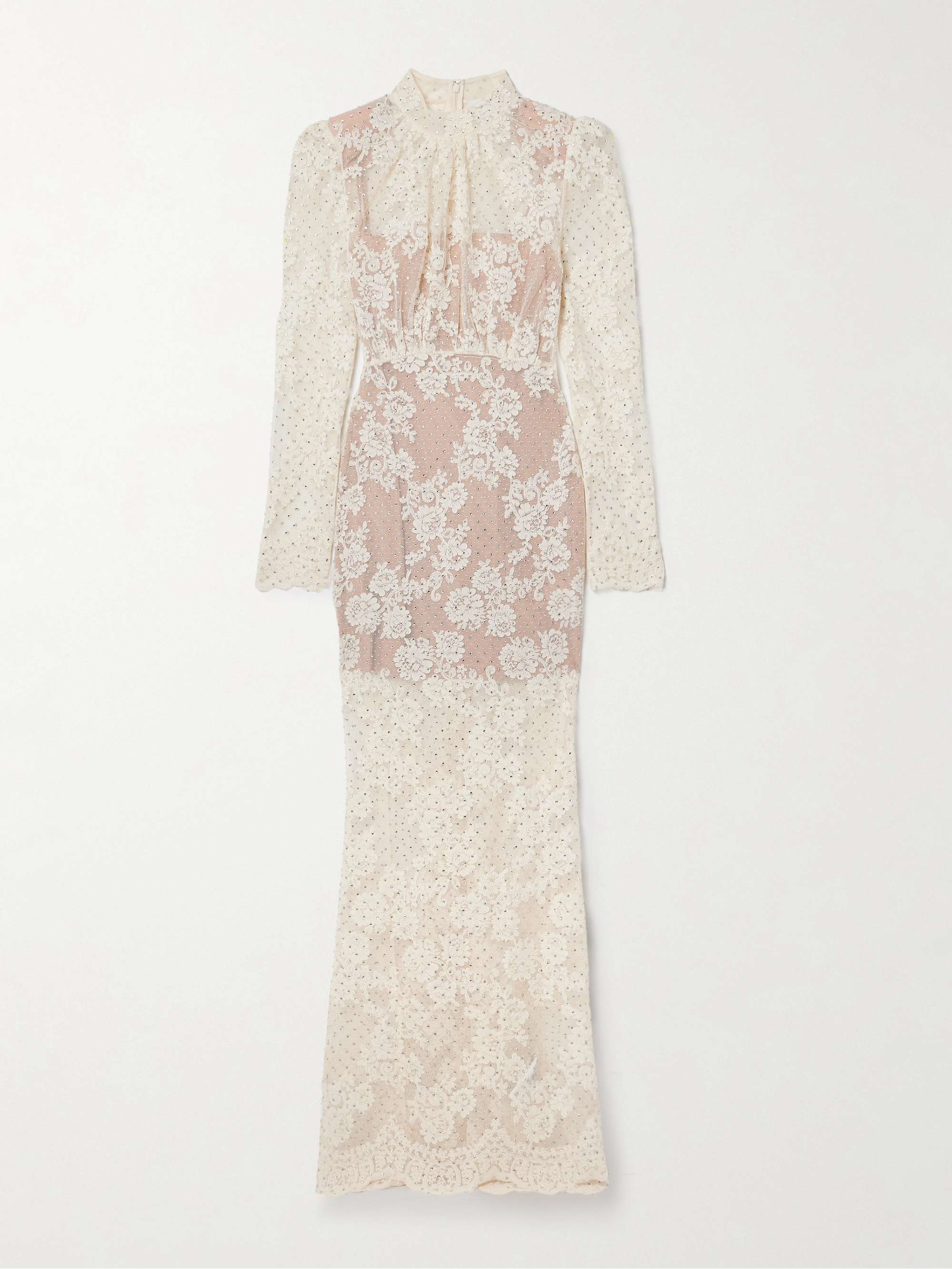 Crystal-embellished corded lace maxi dress view