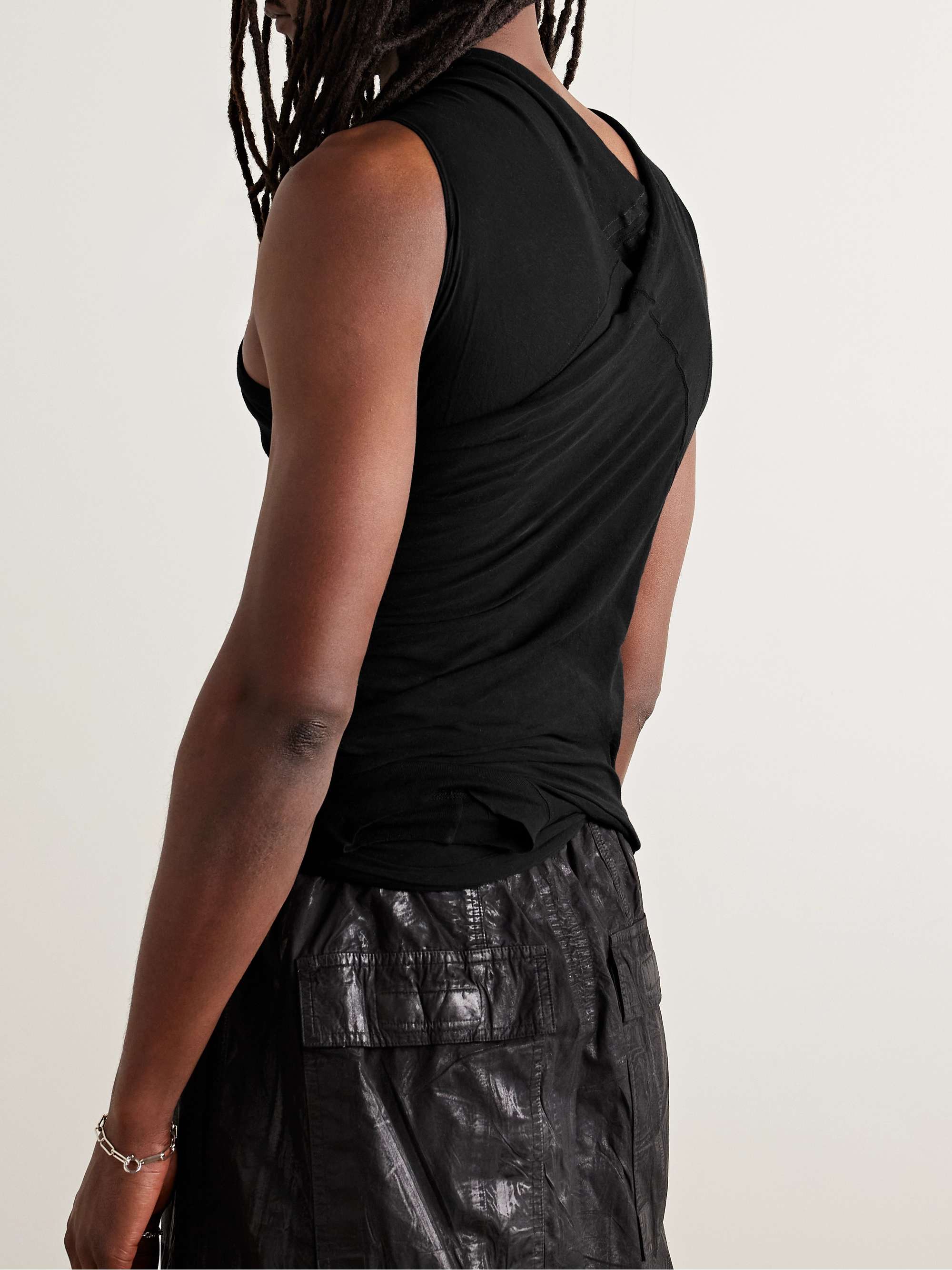 Banana Ruched Layered Cotton-Jersey Tank Top view