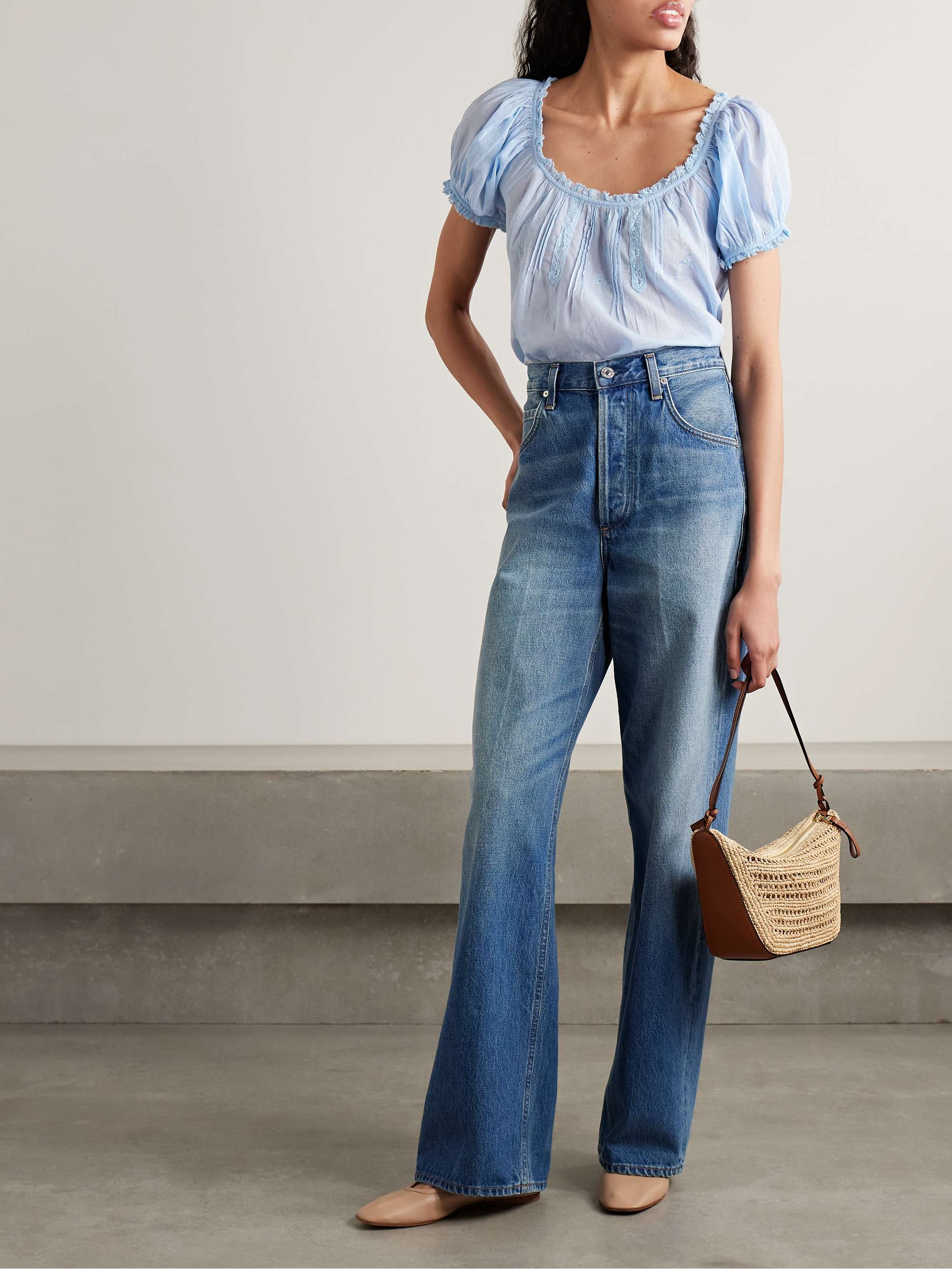 Frederica lace-trimmed organic cotton-voile blouse view