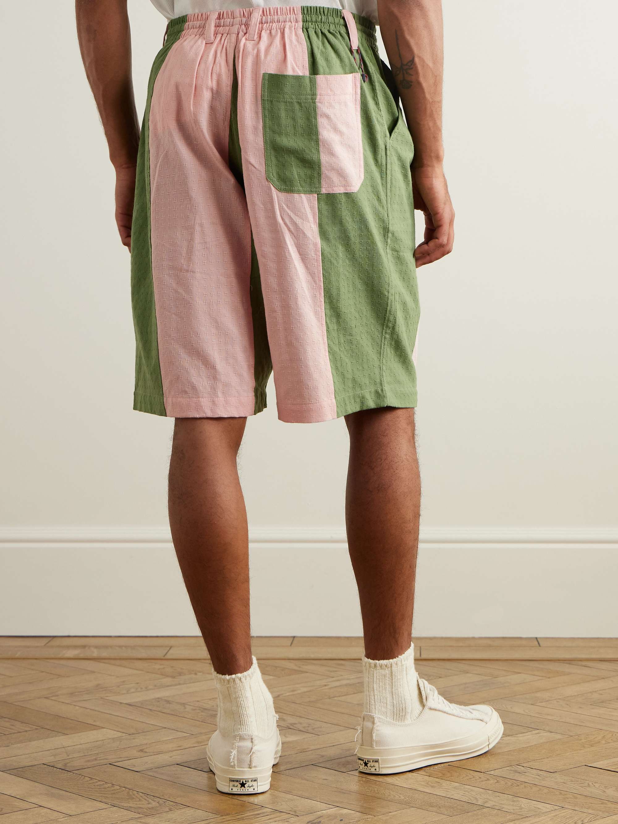 Milo Straight-Leg Striped Cotton-Jacquard Drawstring Shorts view
