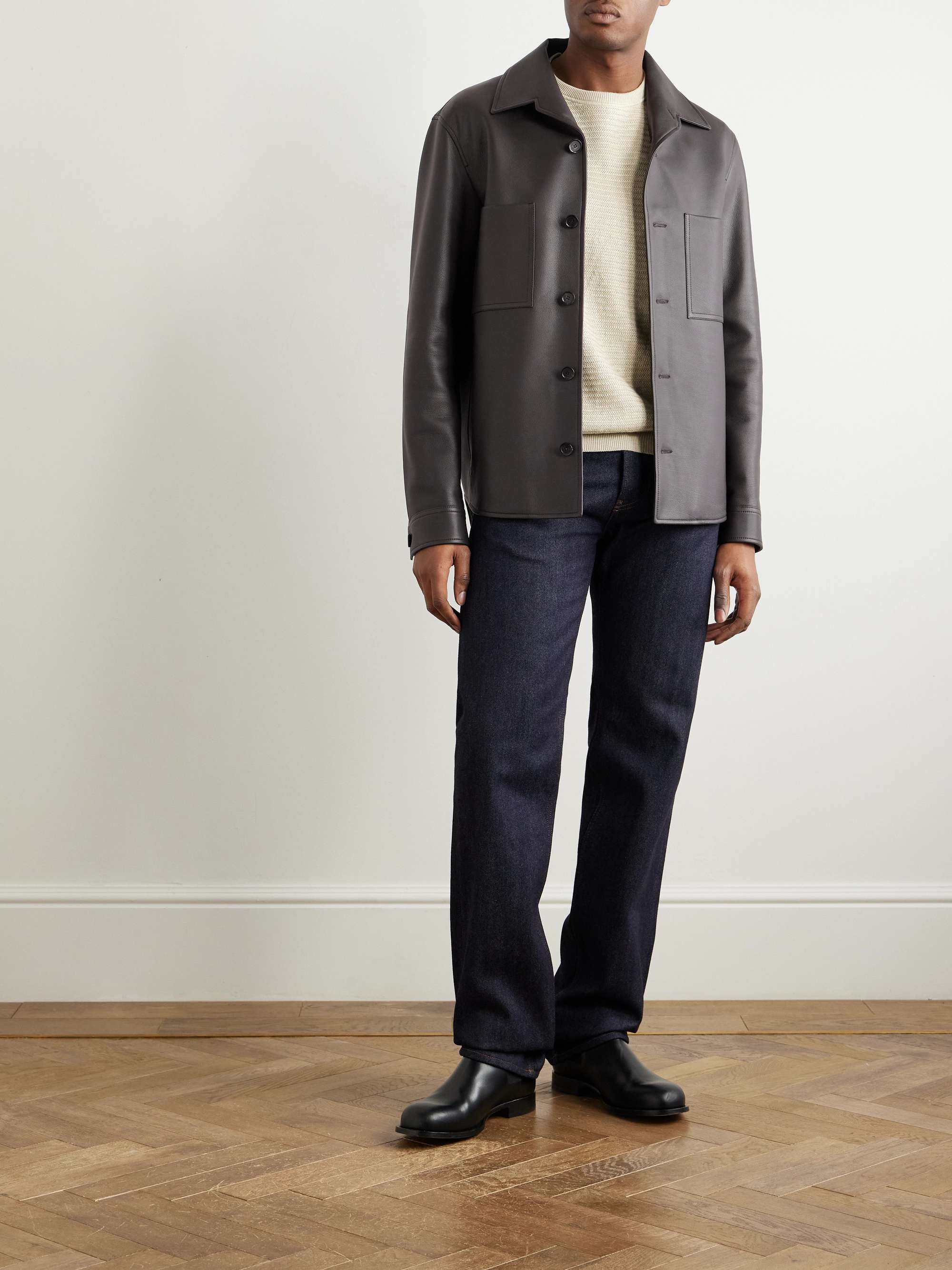Evandro Full Grain Leather Overshirt view