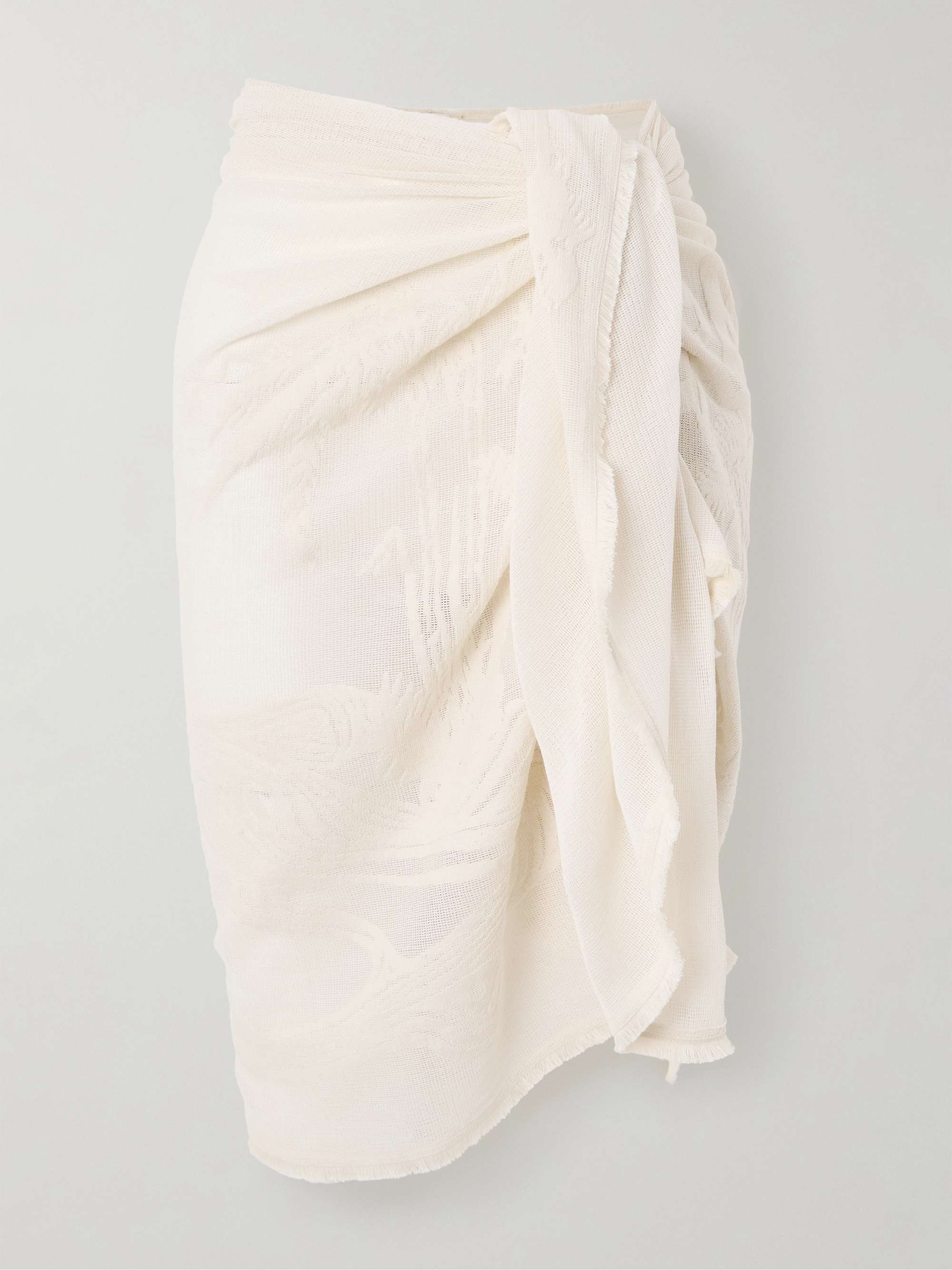 Embroidered frayed cotton-gauze pareo view