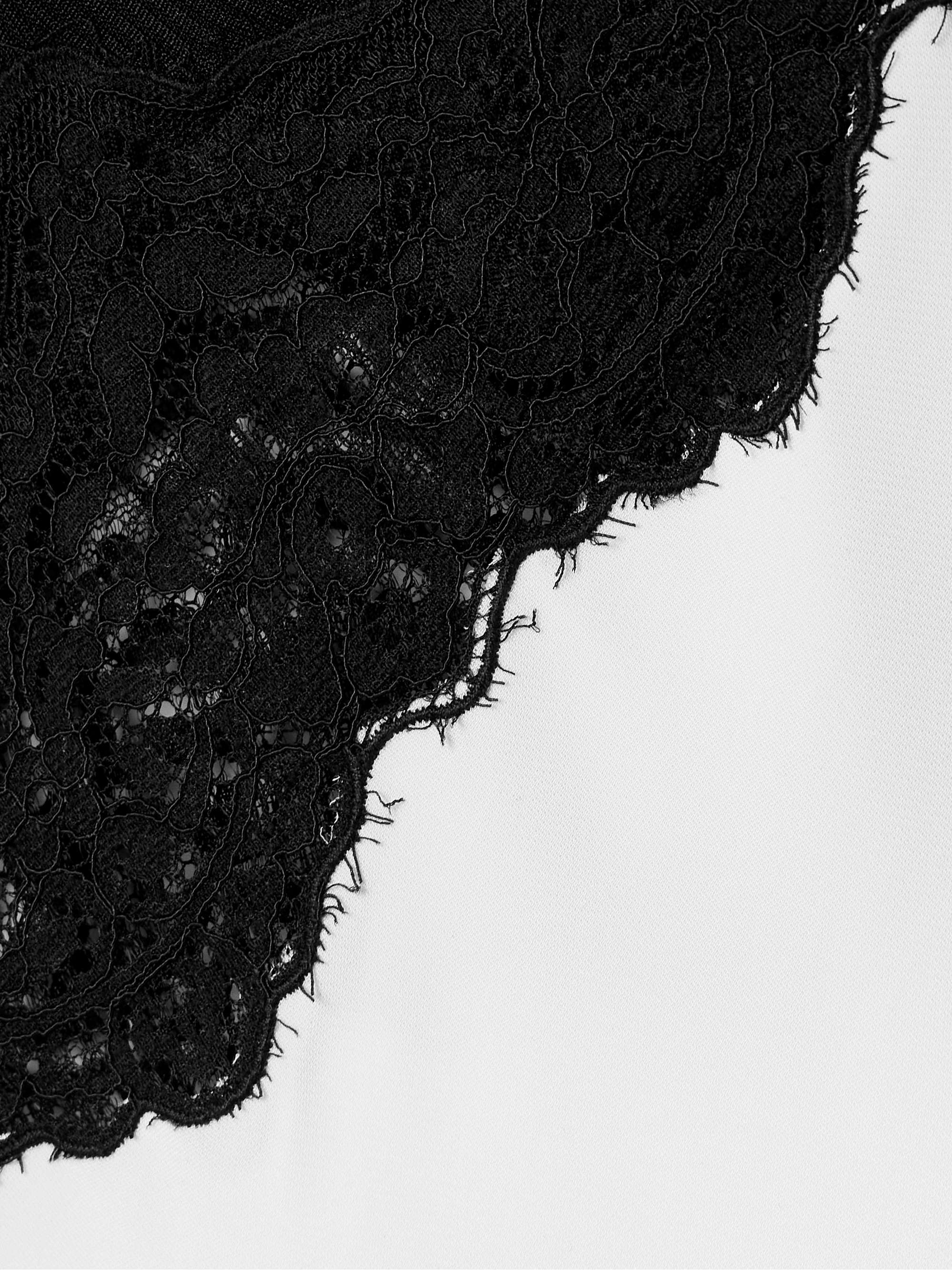 Cutout twist-front lace-trimmed ribbed-knit and crepe gown view