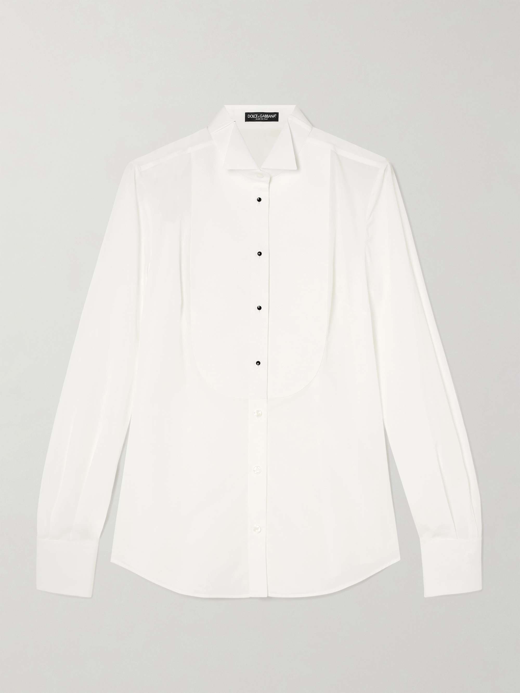 Piqué-trimmed paneled cotton-poplin shirt view