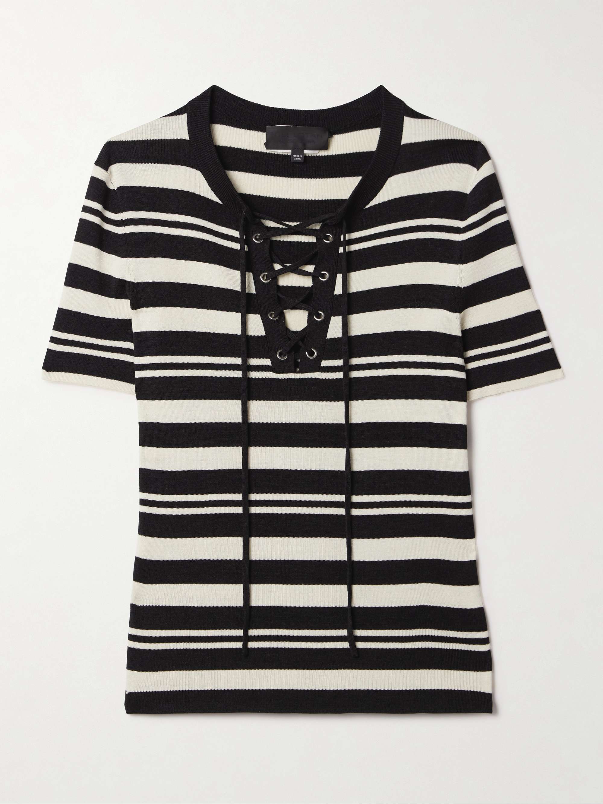 Oaklynn striped silk-jersey top view