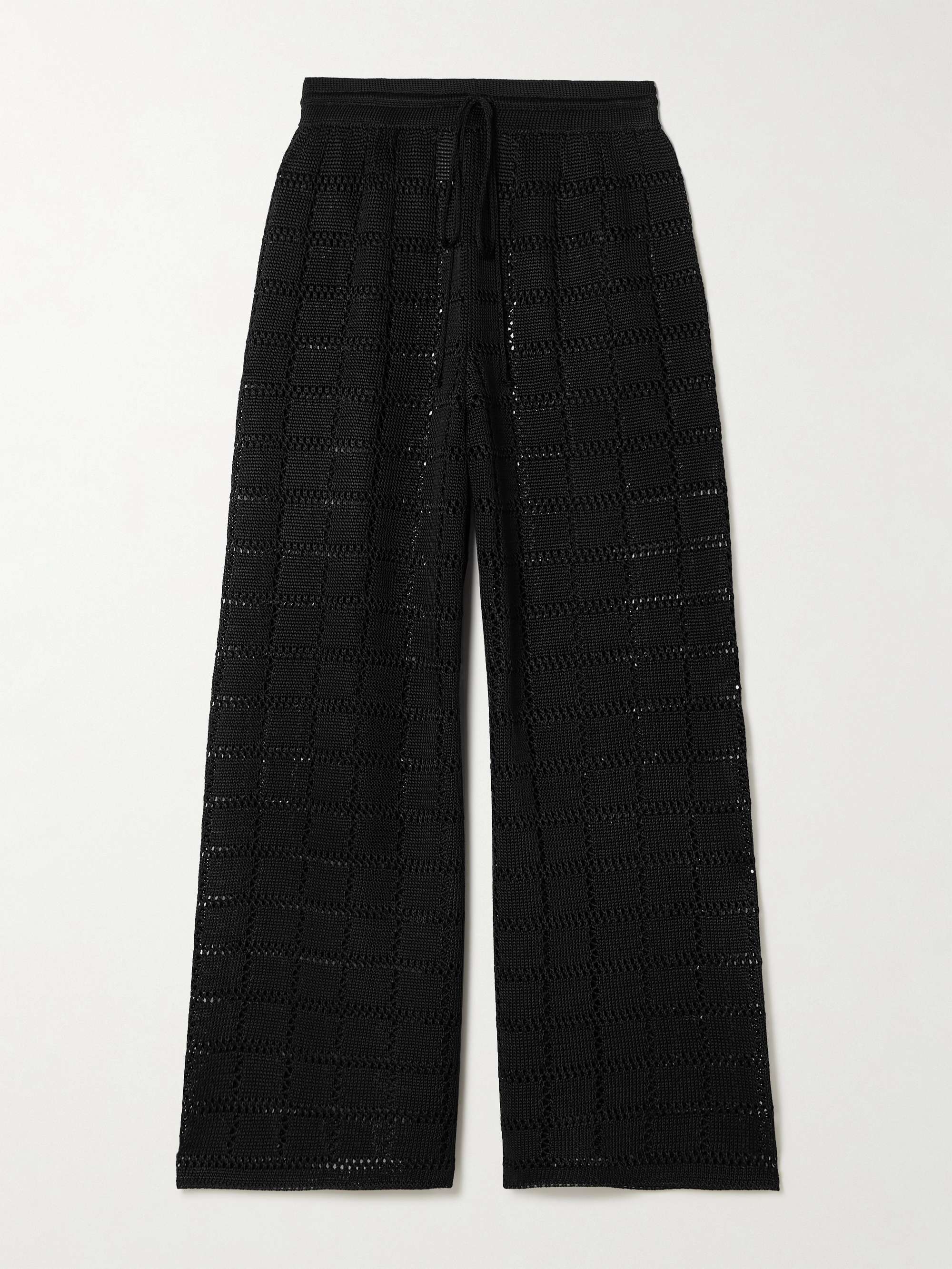 Pointelle-knit wide-leg pants view