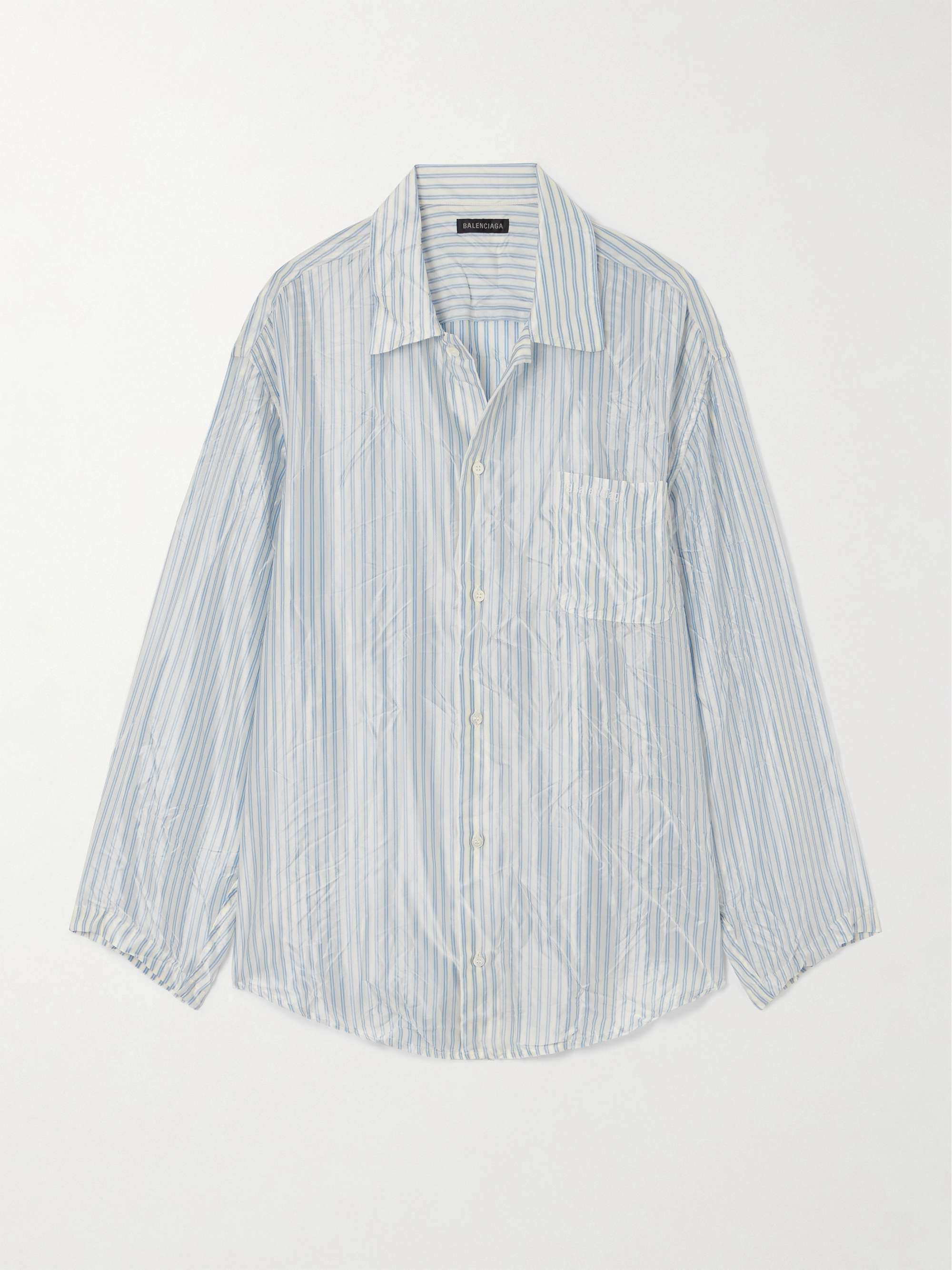 Oversized striped crinkled-satin shirt view