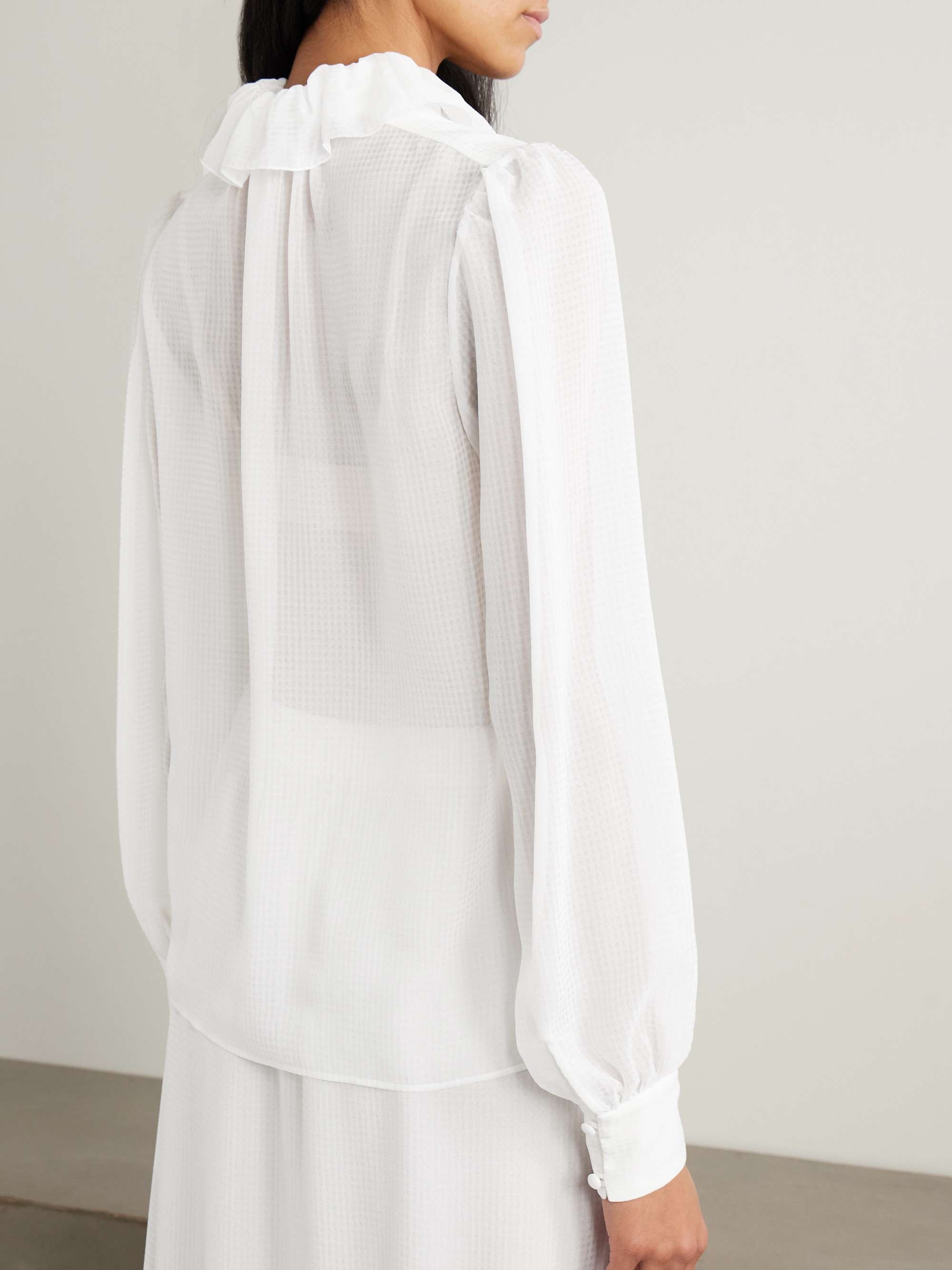 Ruffled jacquard blouse view