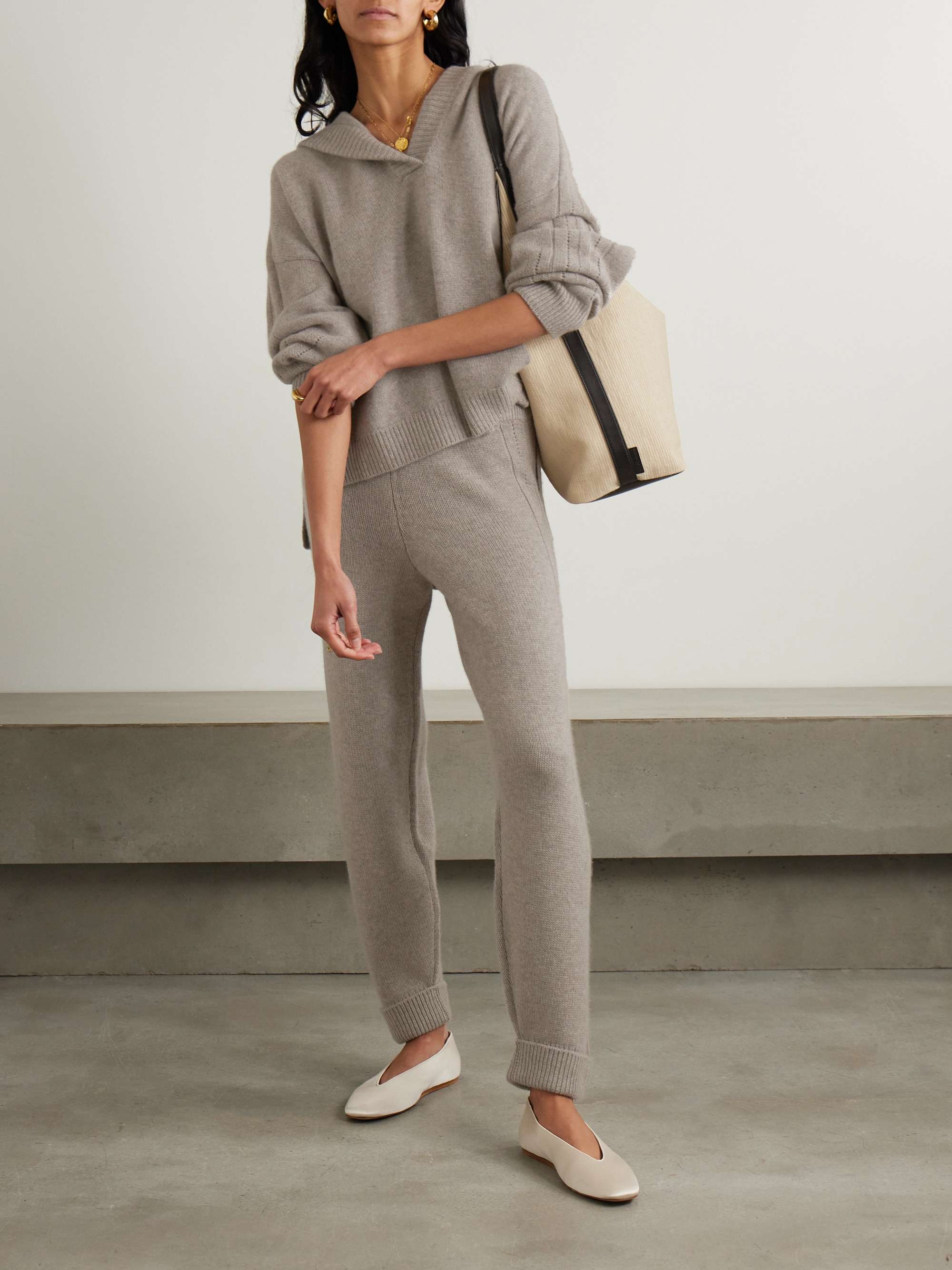 Bihar pointelle-knit organic cashmere hoodie view